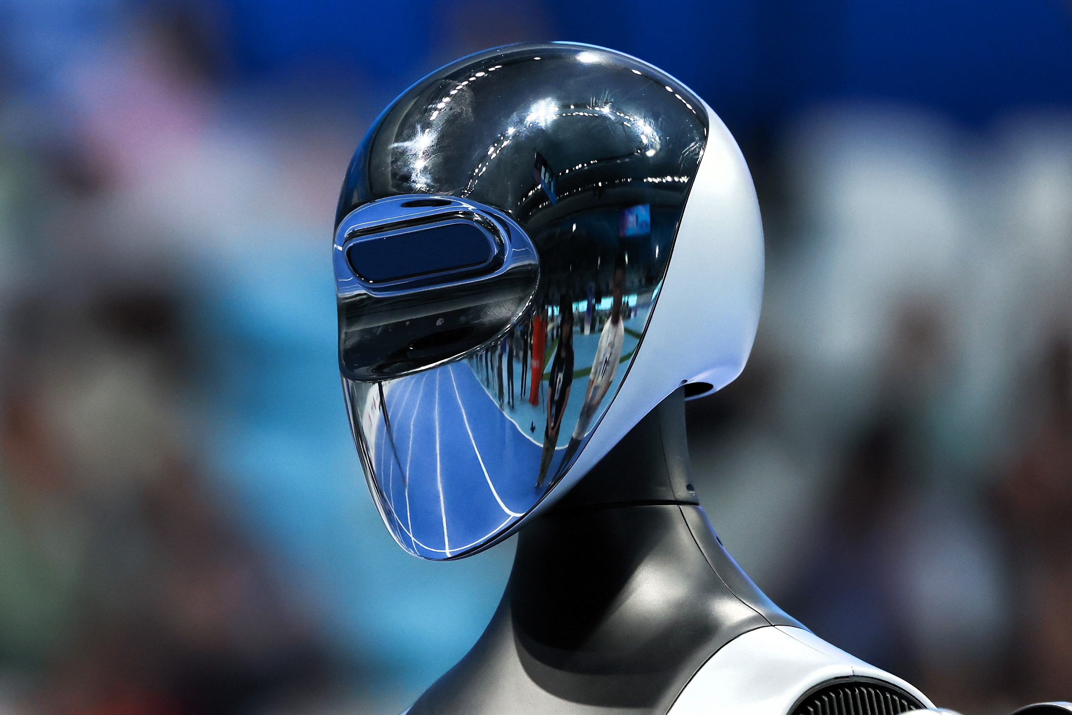 A humanoid robot at the 2025 World Humanoid Robot Games on 16 August, 2025 in Beijing, China