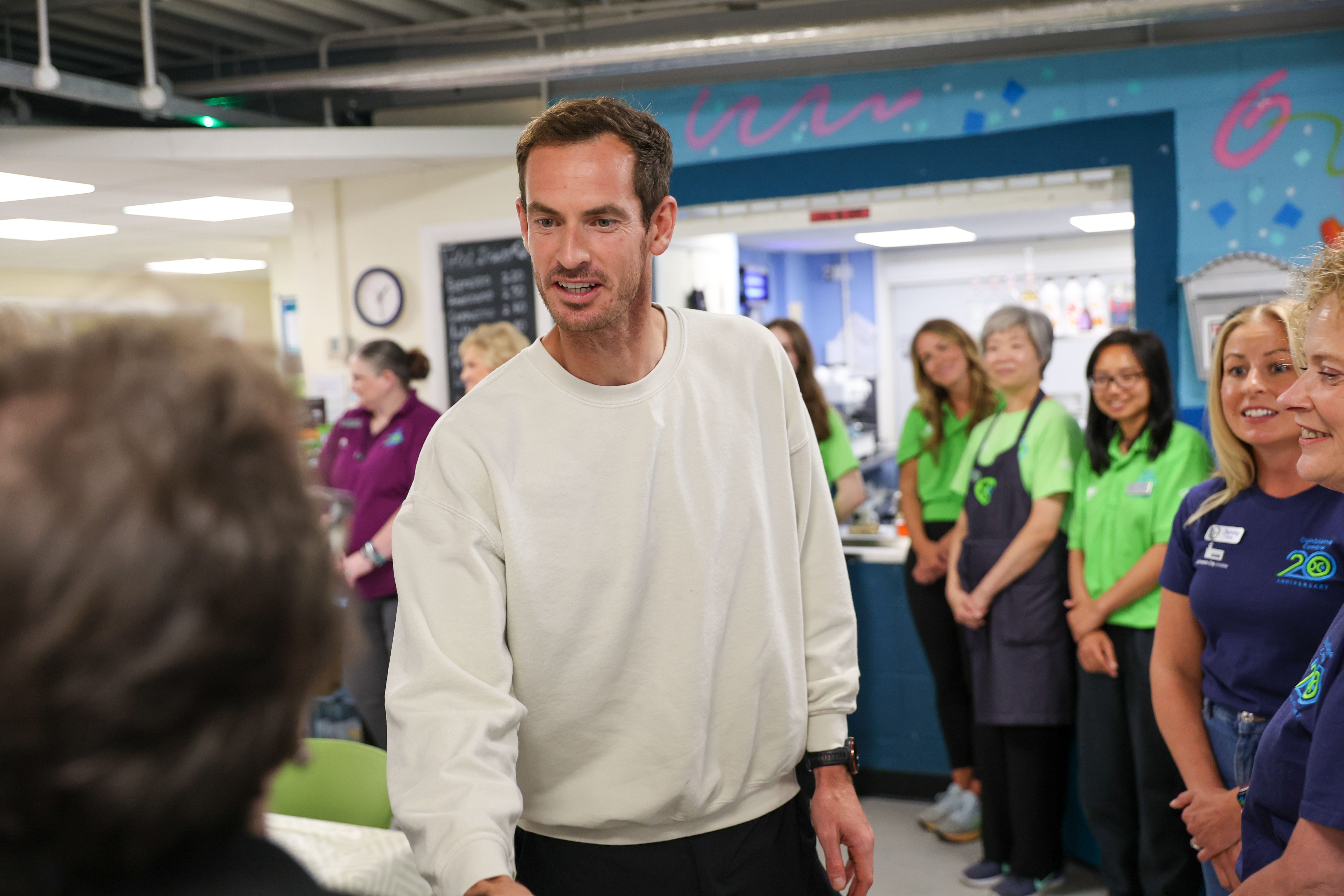 Andy Murray during a visit to the Dunblane Centre (Robert Perry/PA)