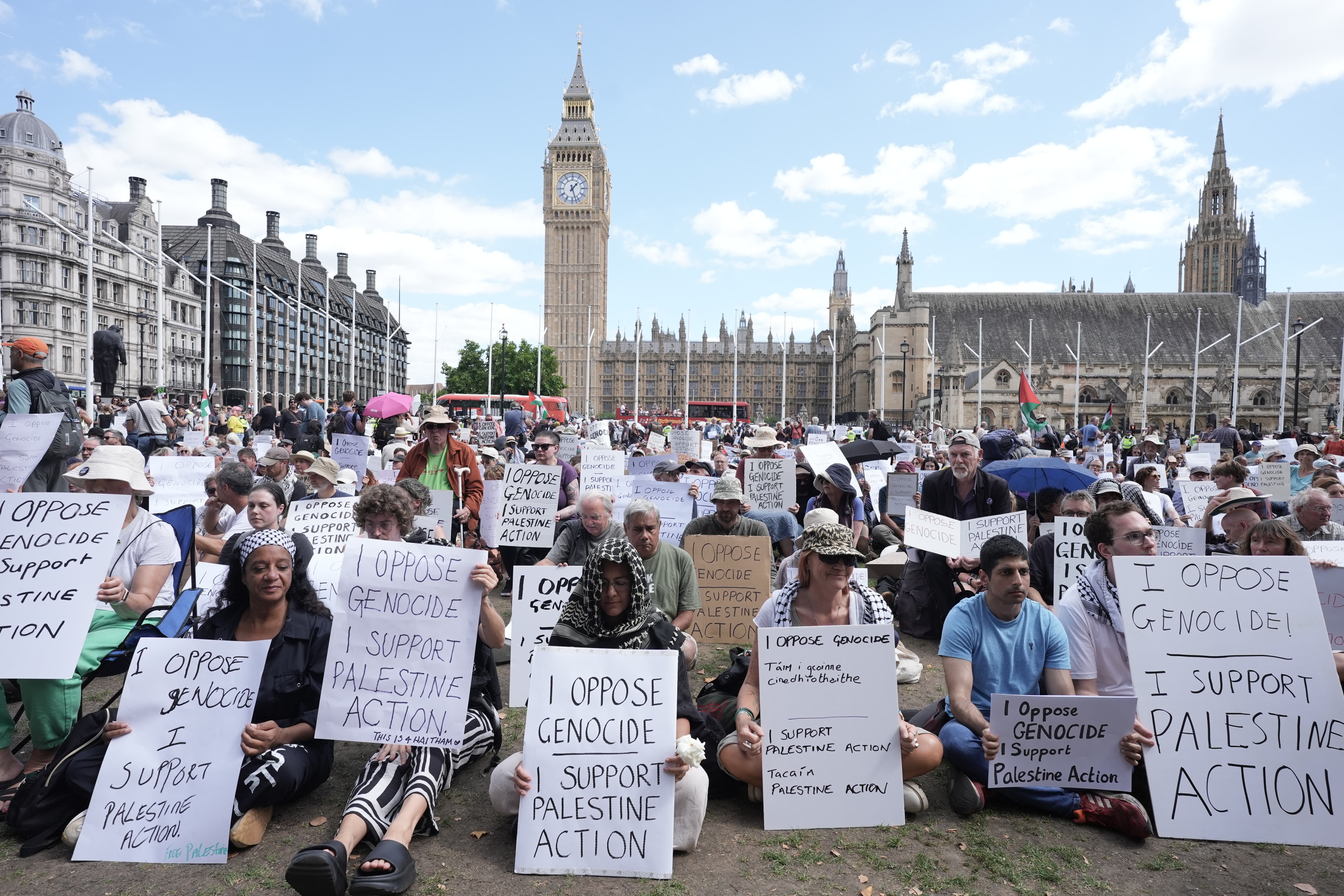 Supporters of Palestine Action take part in a mass action (Stefan Rousseau/PA)