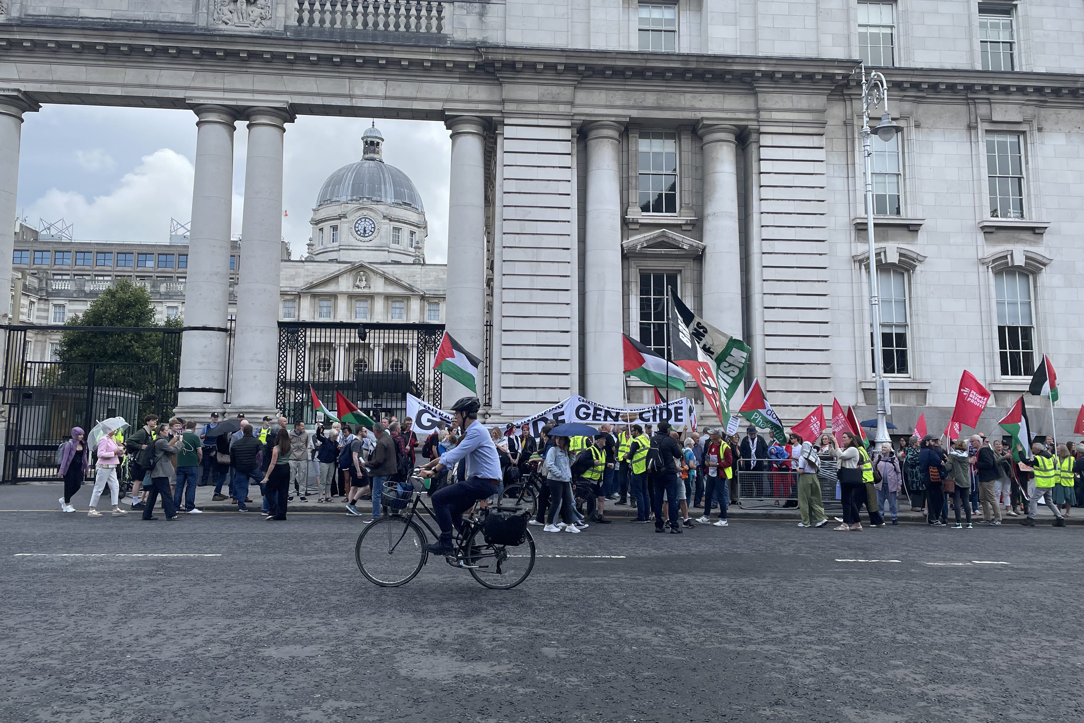A pro-Palestine protest outside Government Buildings in Dublin (Grainne Ni Aodha/PA)
