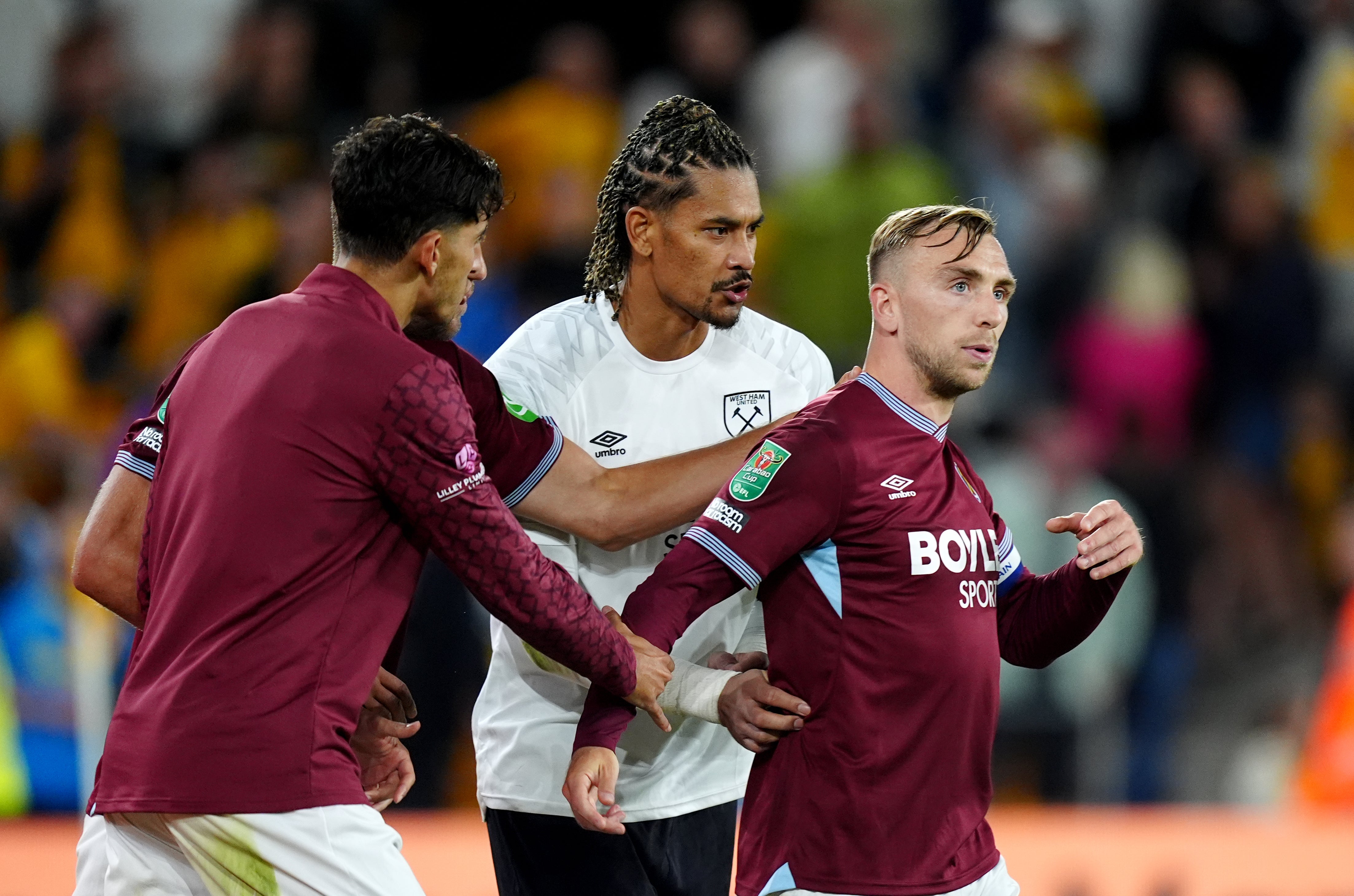 Jarrod Bowen was pulled away by team-mates (Mike Egerton/PA)