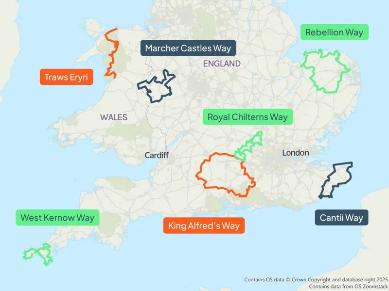 Map of Cycling UK routes