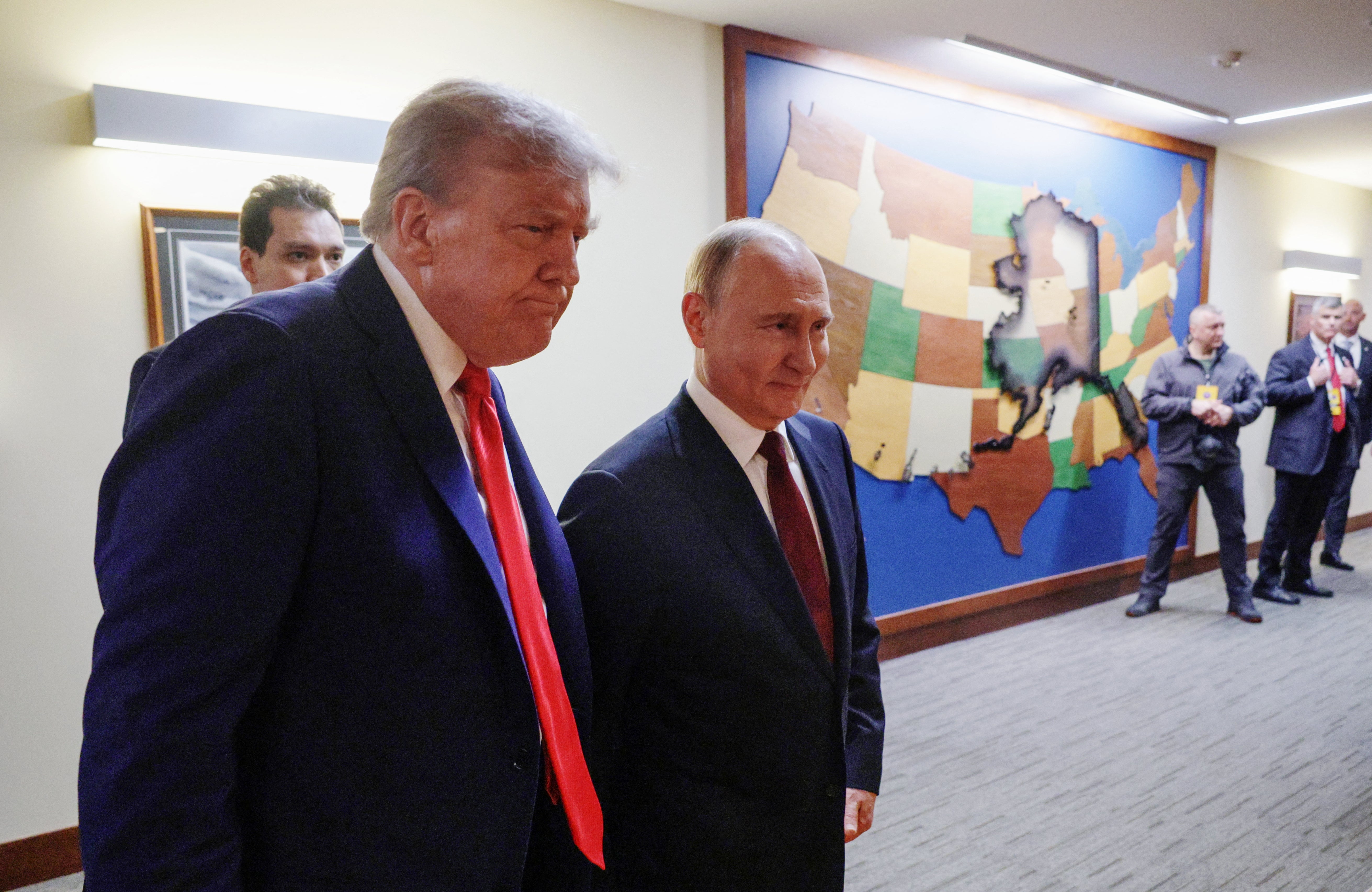US president Donald Trump and Russian president Vladimir Putin in Alaska on 15 August 2025