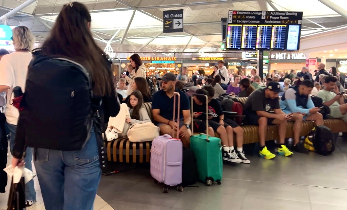 All out: Crowds at London Stansted airport in Essex at the start of the main school summer holidays, on 21 July 2025