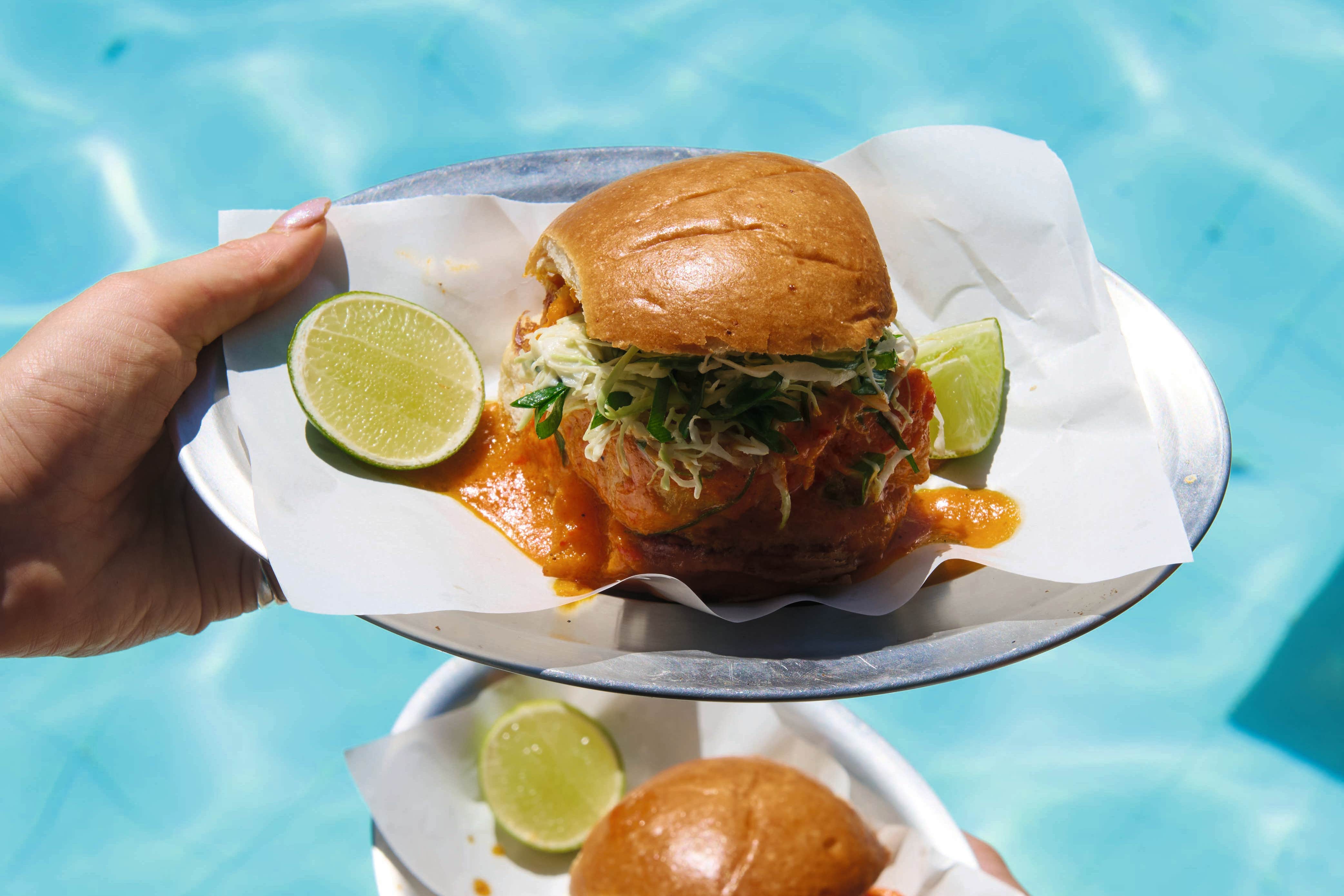 A saucy spin on Bahia’s famous moqueca – this fish burger is made for dipping and dribbling