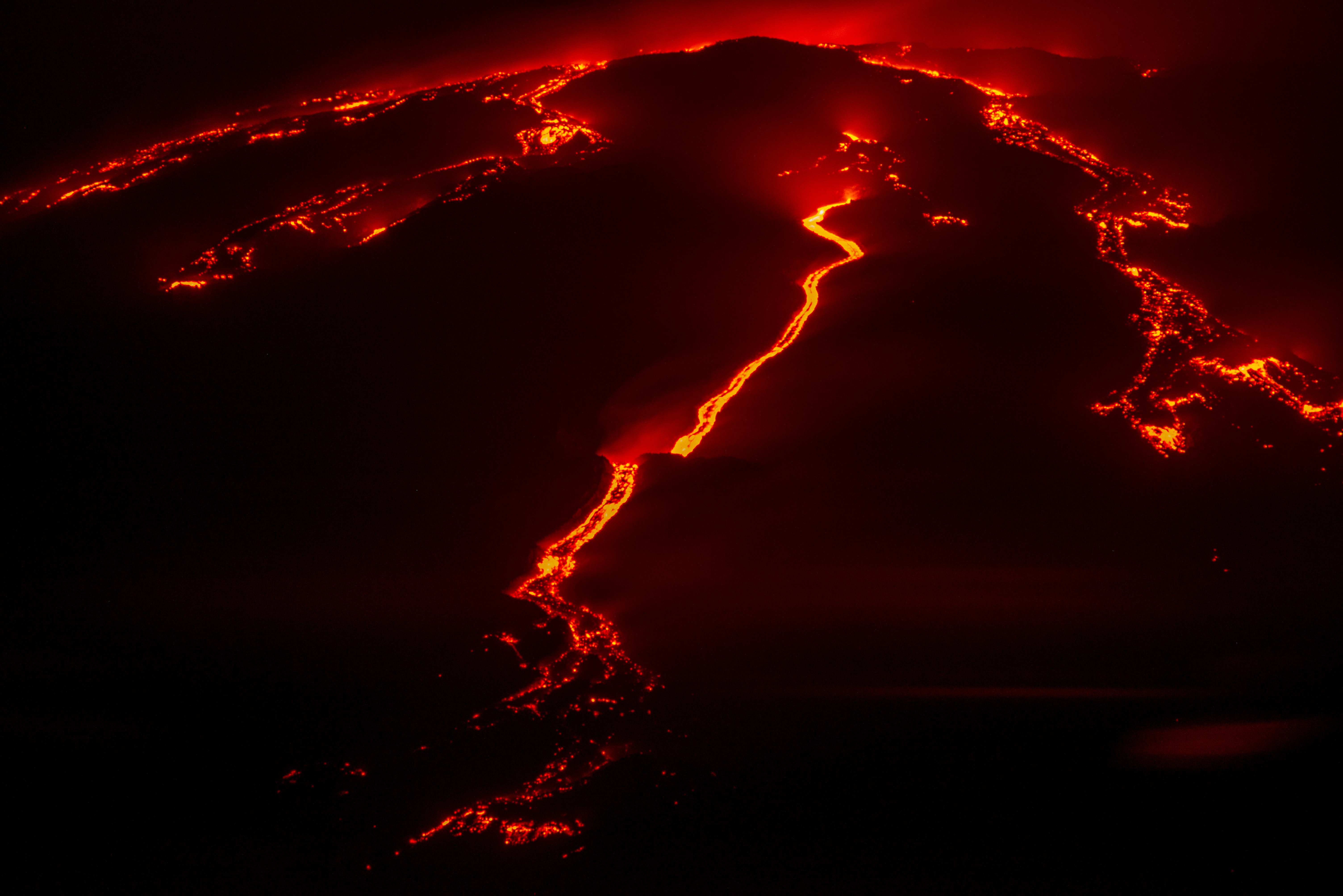 Lava flows from Sicily’s Mt Etna