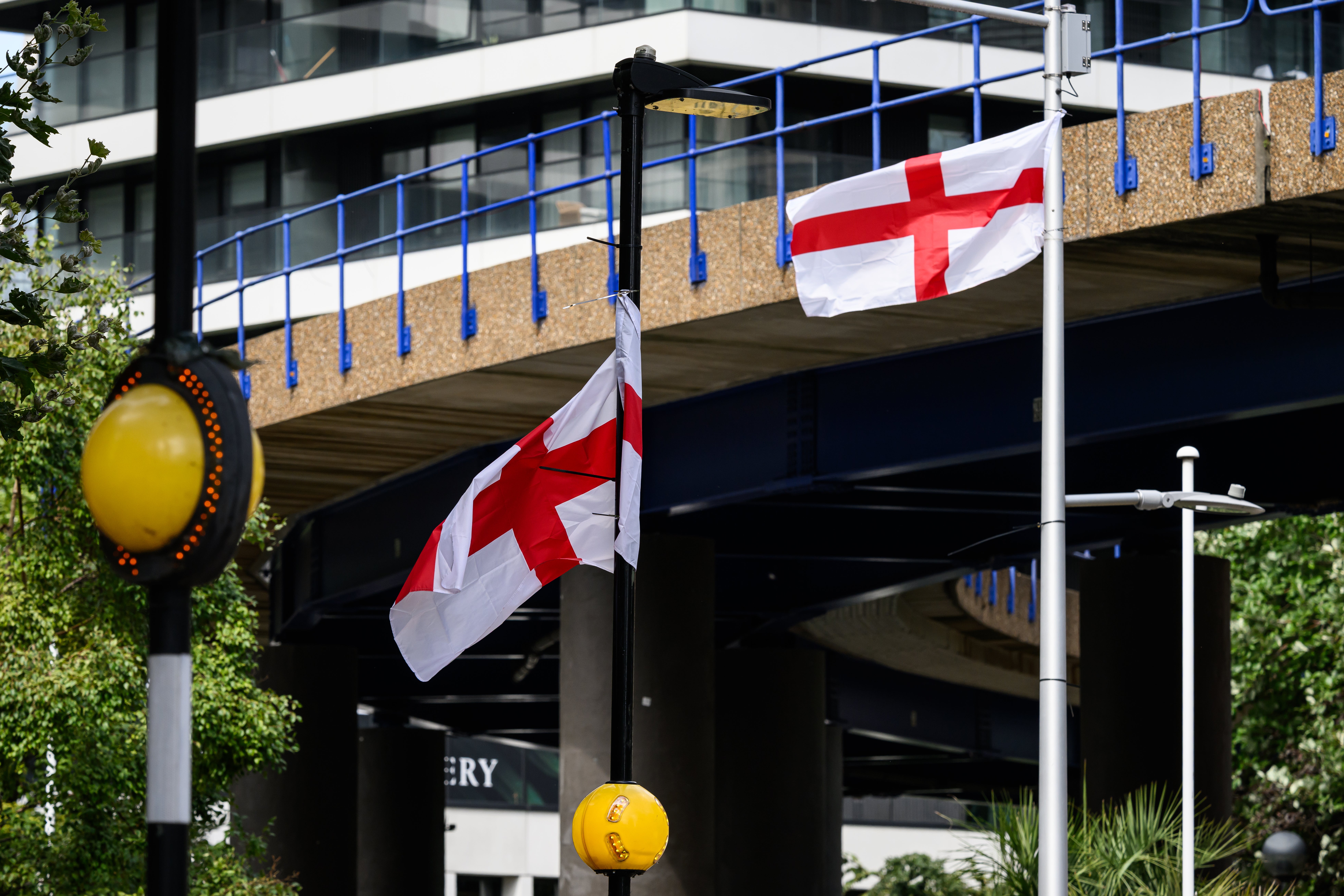 St George’s flag hung outside of a Home Office hotel