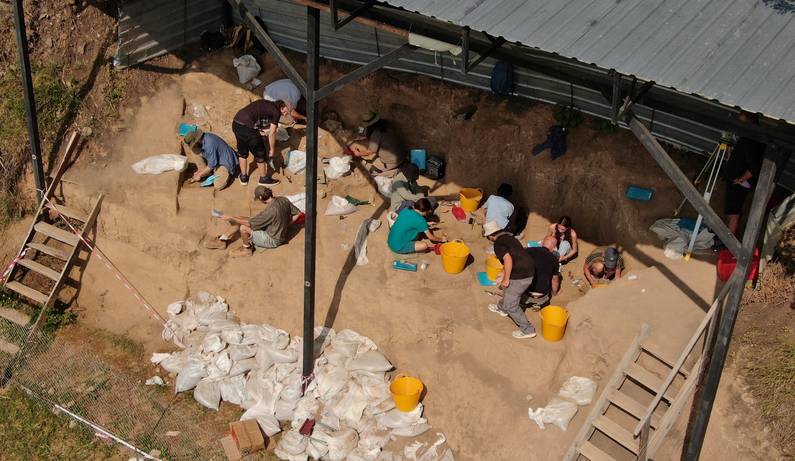 Archaeologists working at the excavation site