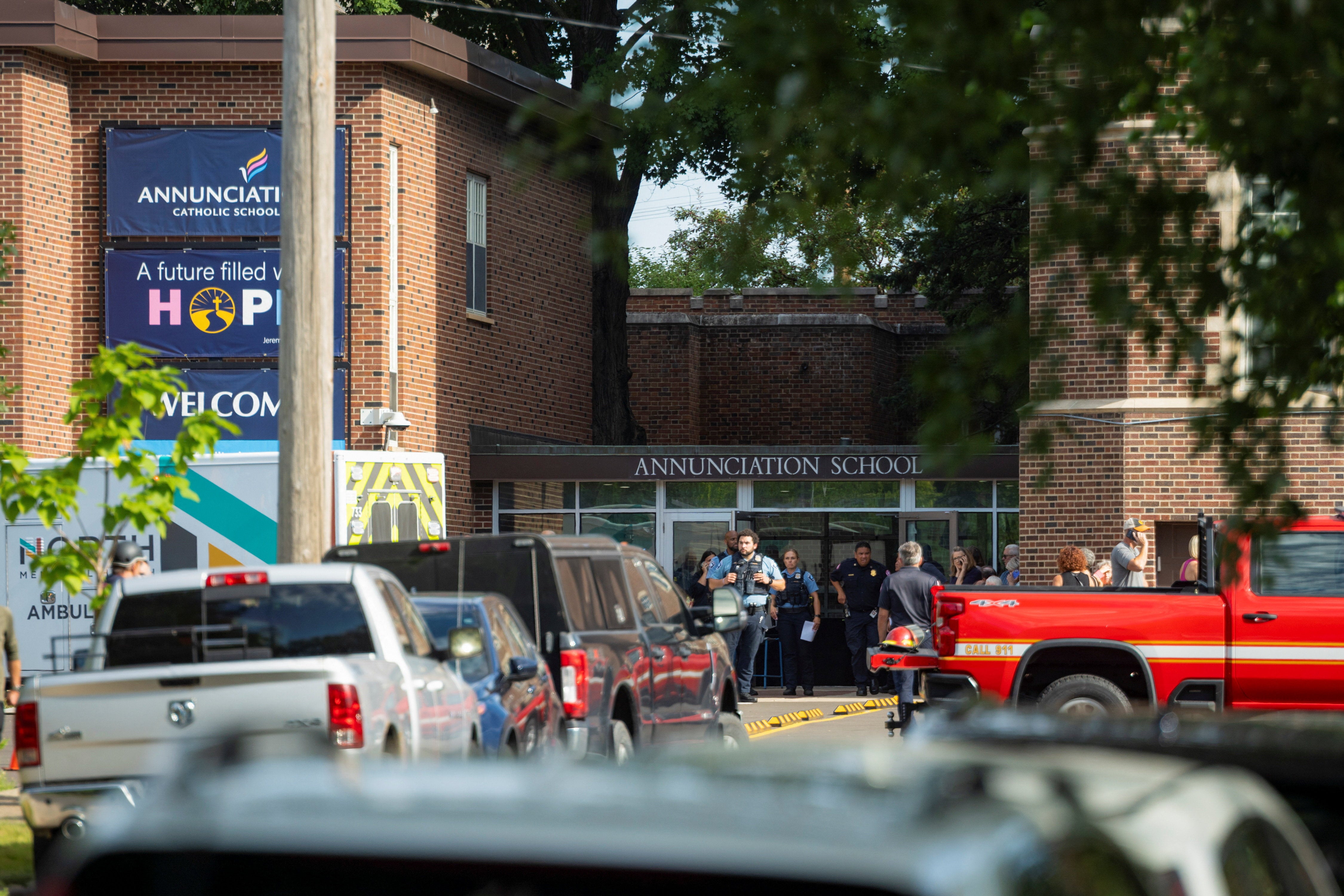 Two children were killed and 17 other people were hurt when the shooter opened fire through the windows.