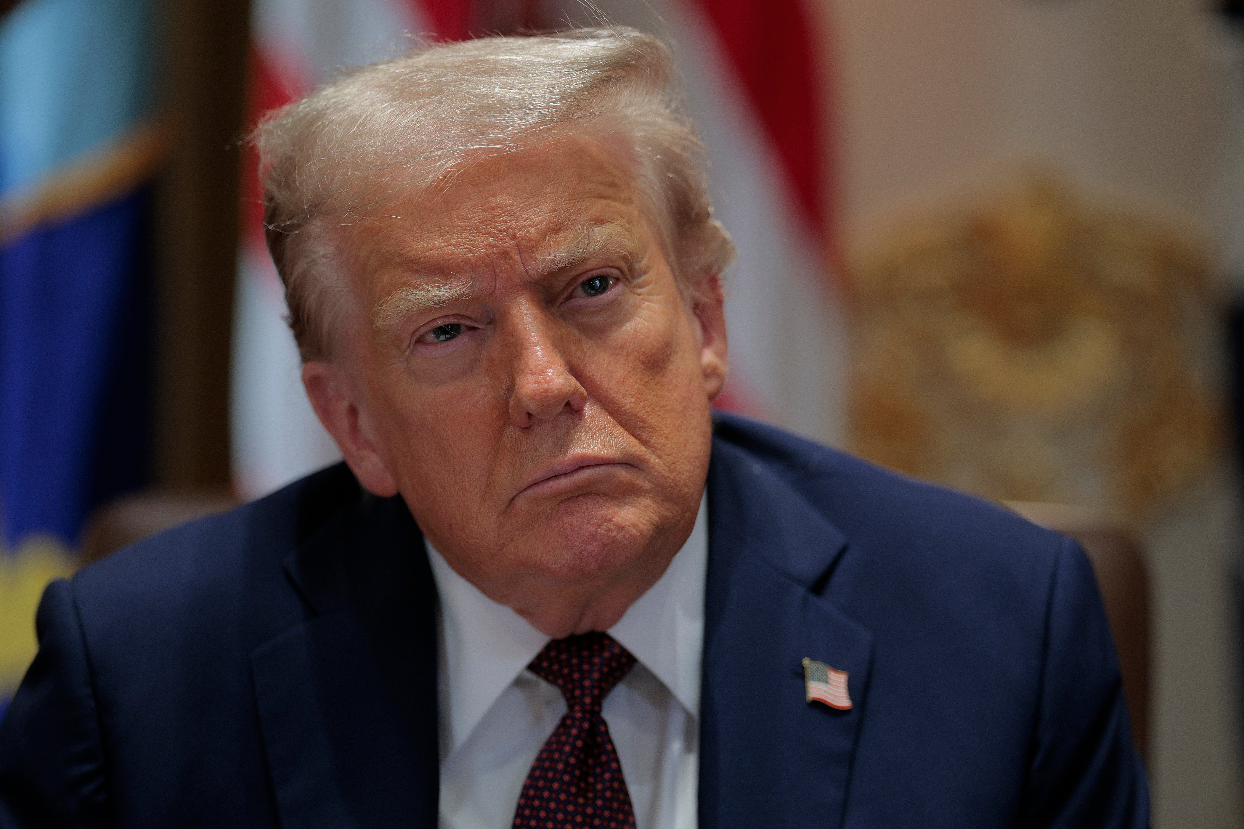 The president took aim at Democratic foe Gavin Newsom in his cabinet meeting on Tuesday