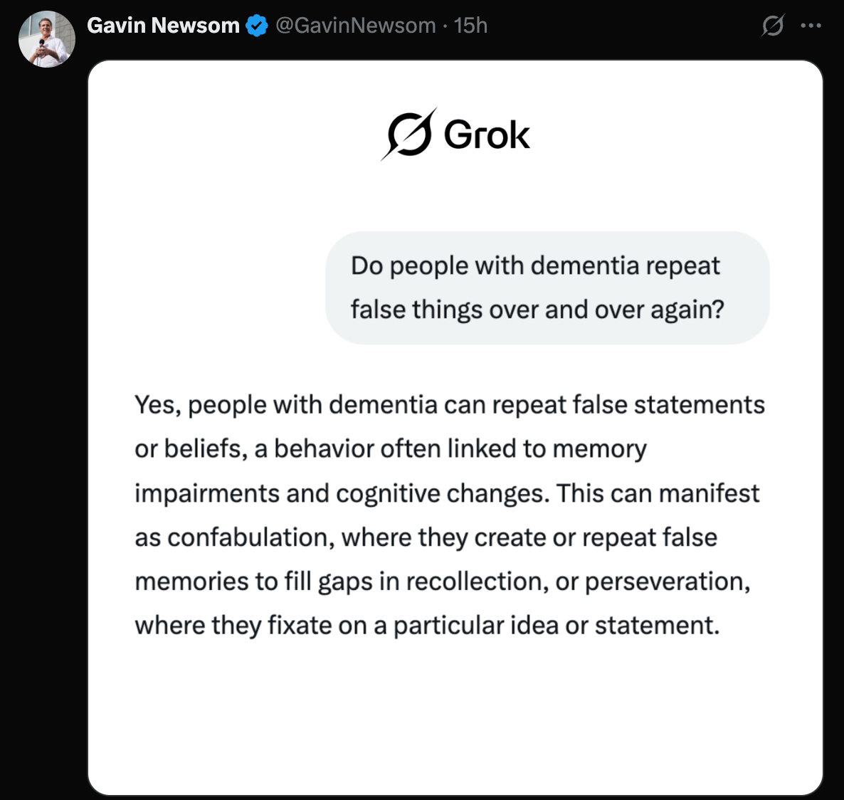 Gavin Newsom trolled Trump on X by asking AI chatbot Grok about the signs of dementia