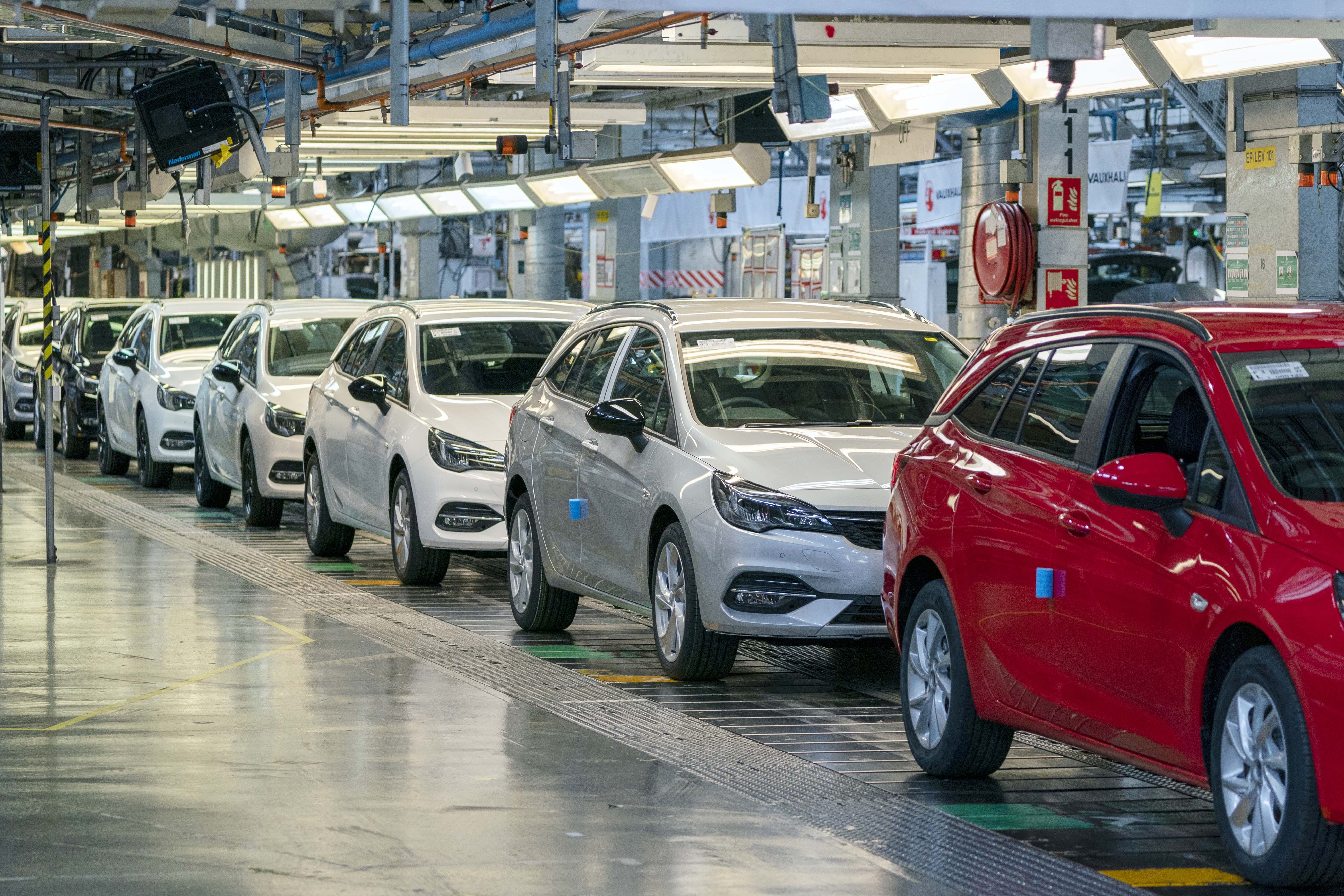 The Astra assembly line at Vauxhall’s plant in Ellesmere Port, Cheshire (PA)