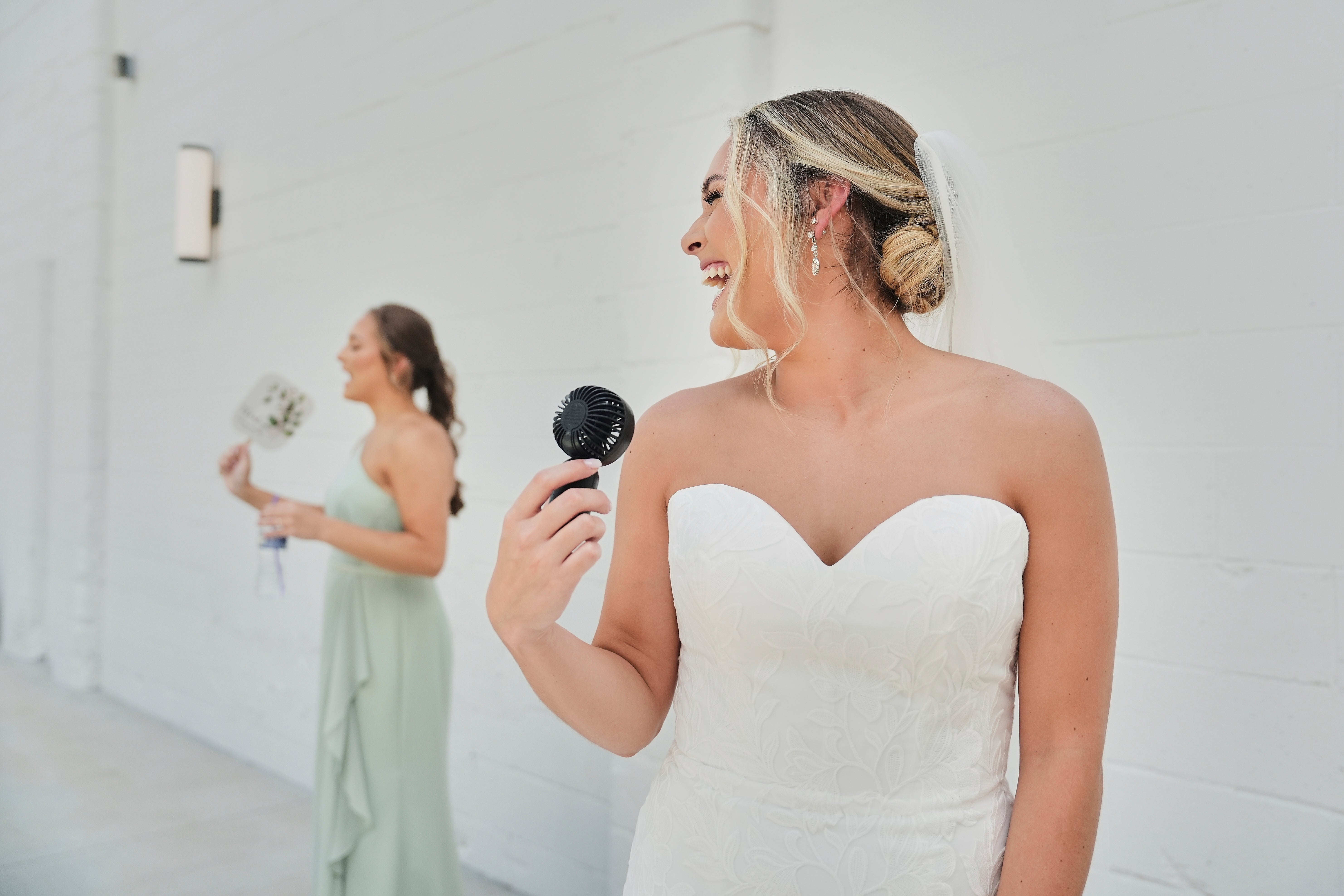 Kayla McDonald trying to keep cool during her summer wedding