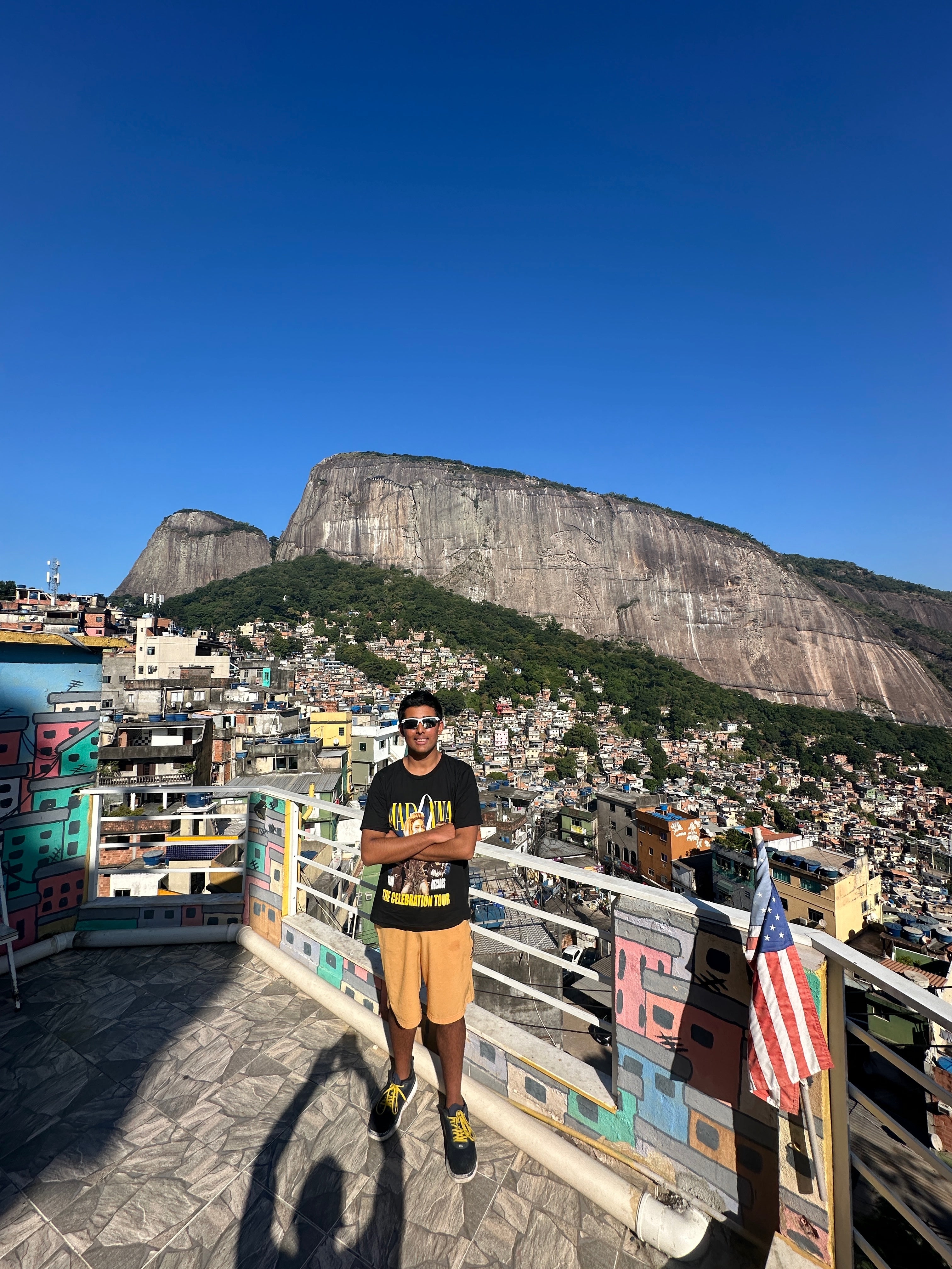 Arjun in the Rocinha favela in Rio de Janeiro, Brazil. The traveler built up his confidence for exploring South America by visiting Southeast Asia and Europe first.