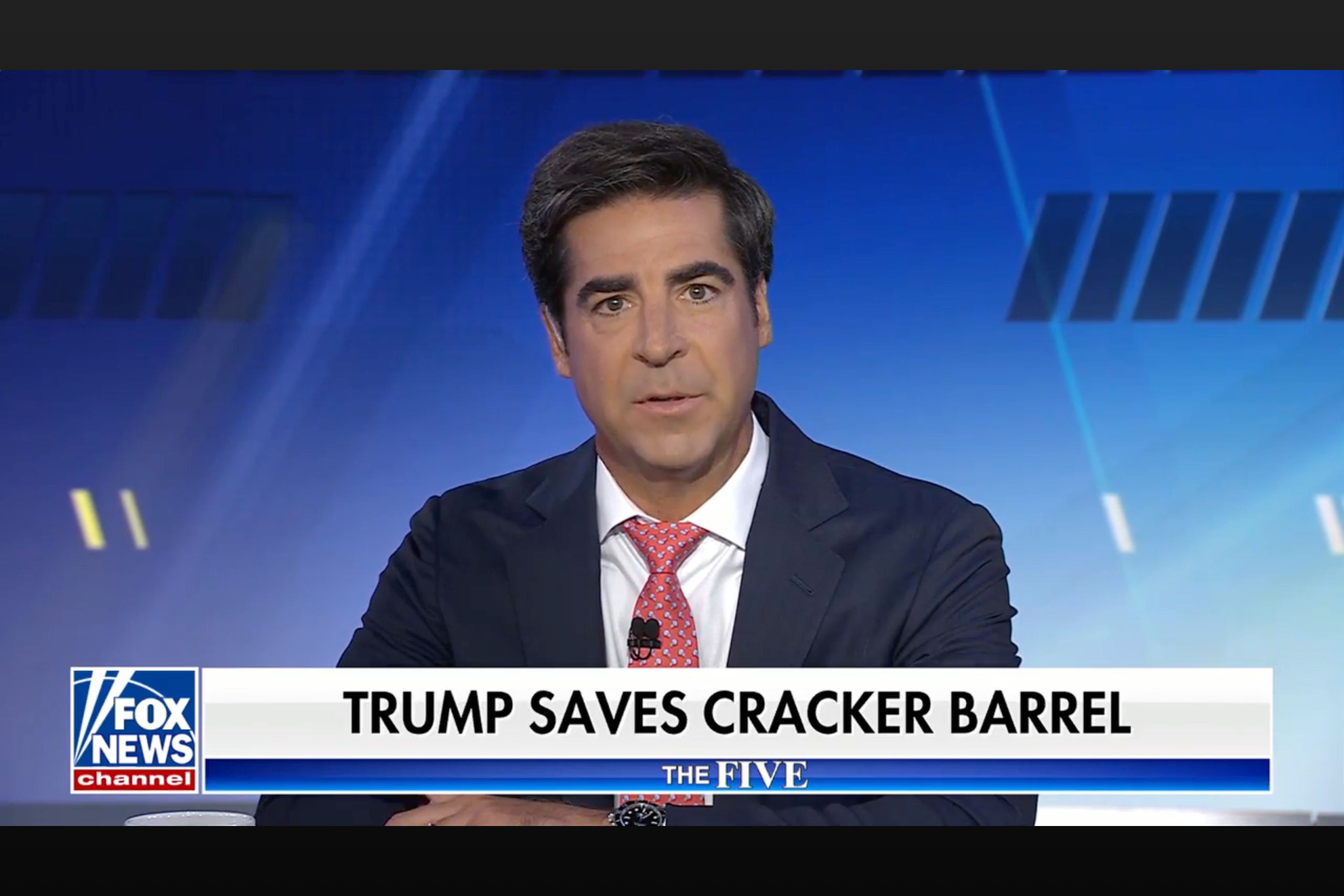 Fox News host Jesse Watters said President Donald Trump shouldn't get 'credit' for Cracker Barrel logo change - saying it was down to his network’s coverage instead