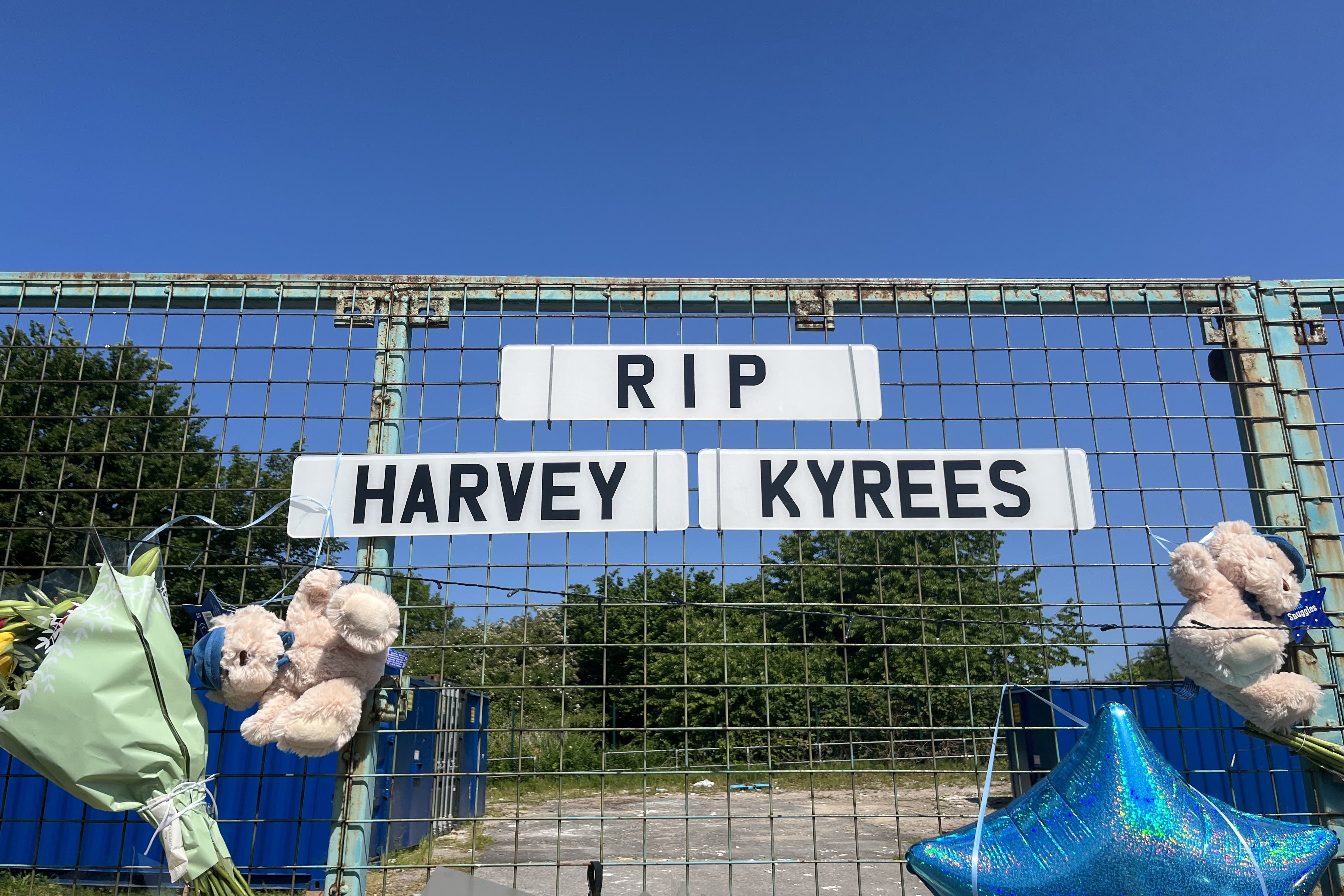 Floral tributes left to Kyrees Sullivan and Harvey Evans in Ely, Cardiff (Rod Minchin/PA)