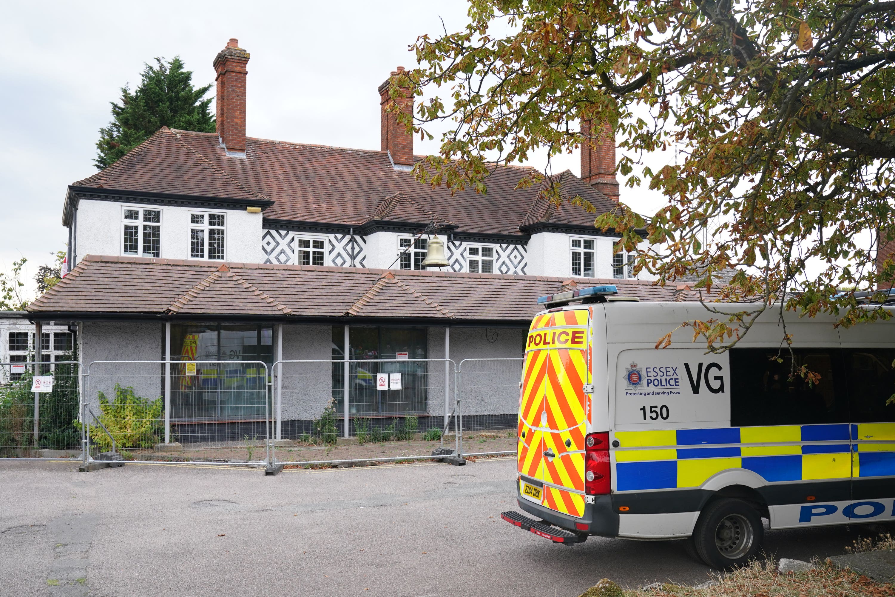 A police van outside the former Bell Hotel in Epping as people demonstrate under the Abolish Asylum System slogan. Picture date: Sunday August 24, 2025.