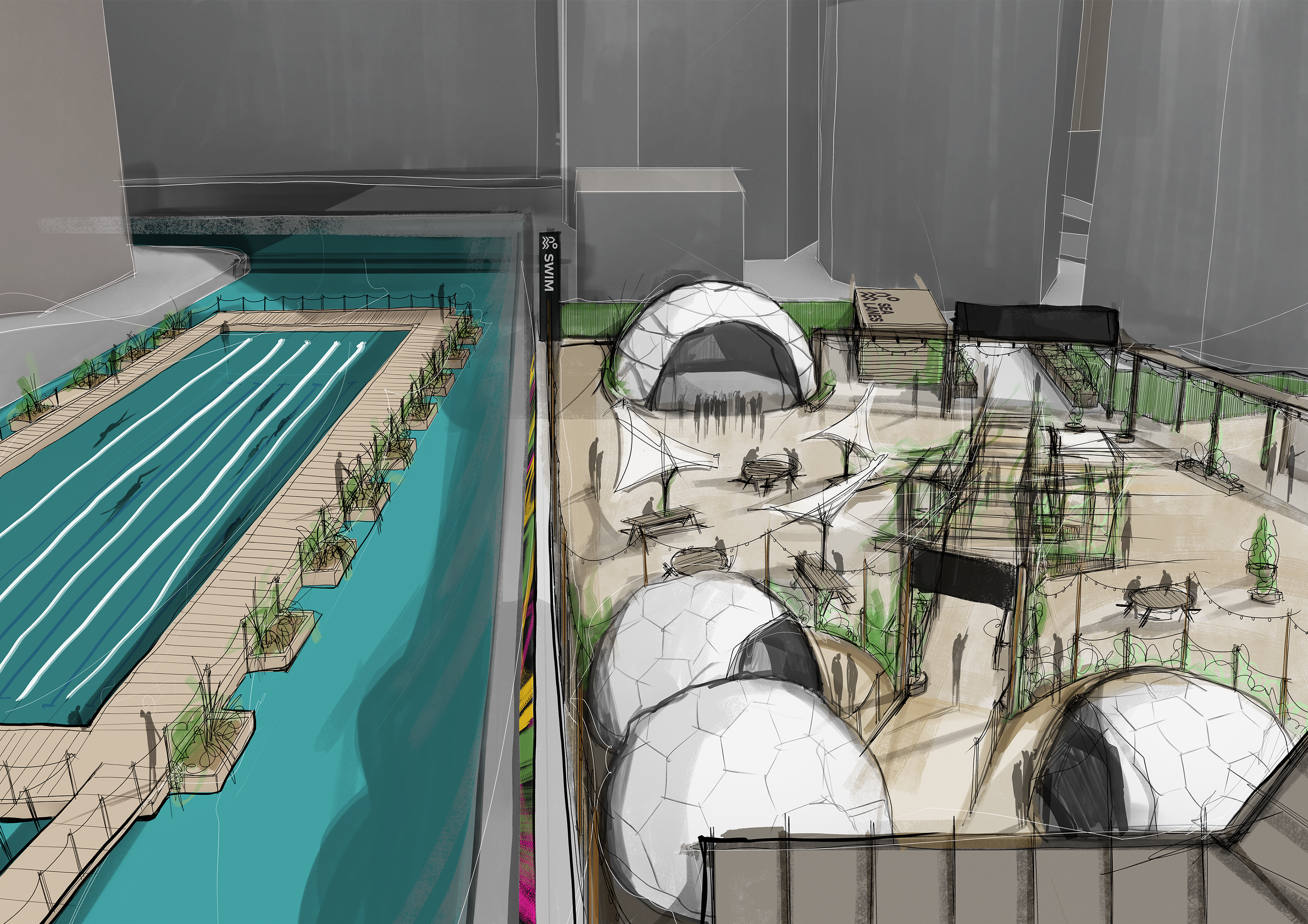An Olympic-sized lido is planned for Canary Wharf