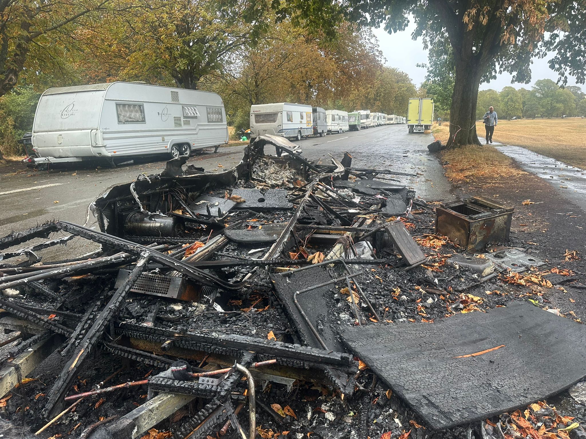 A caravan was set alight almost two weeks ago
