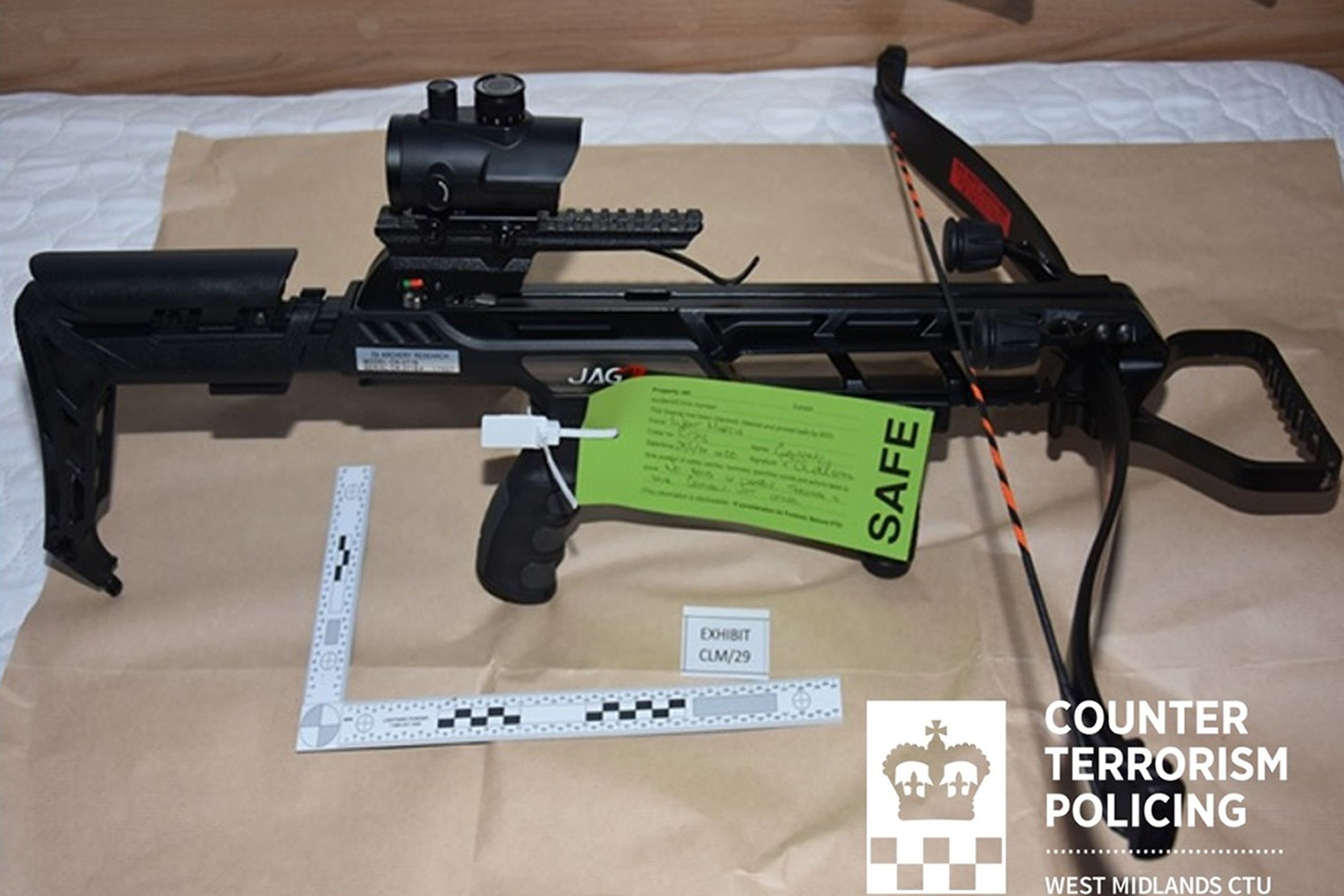 The teenager amassed a stash of deadly weapons, including a crossbow