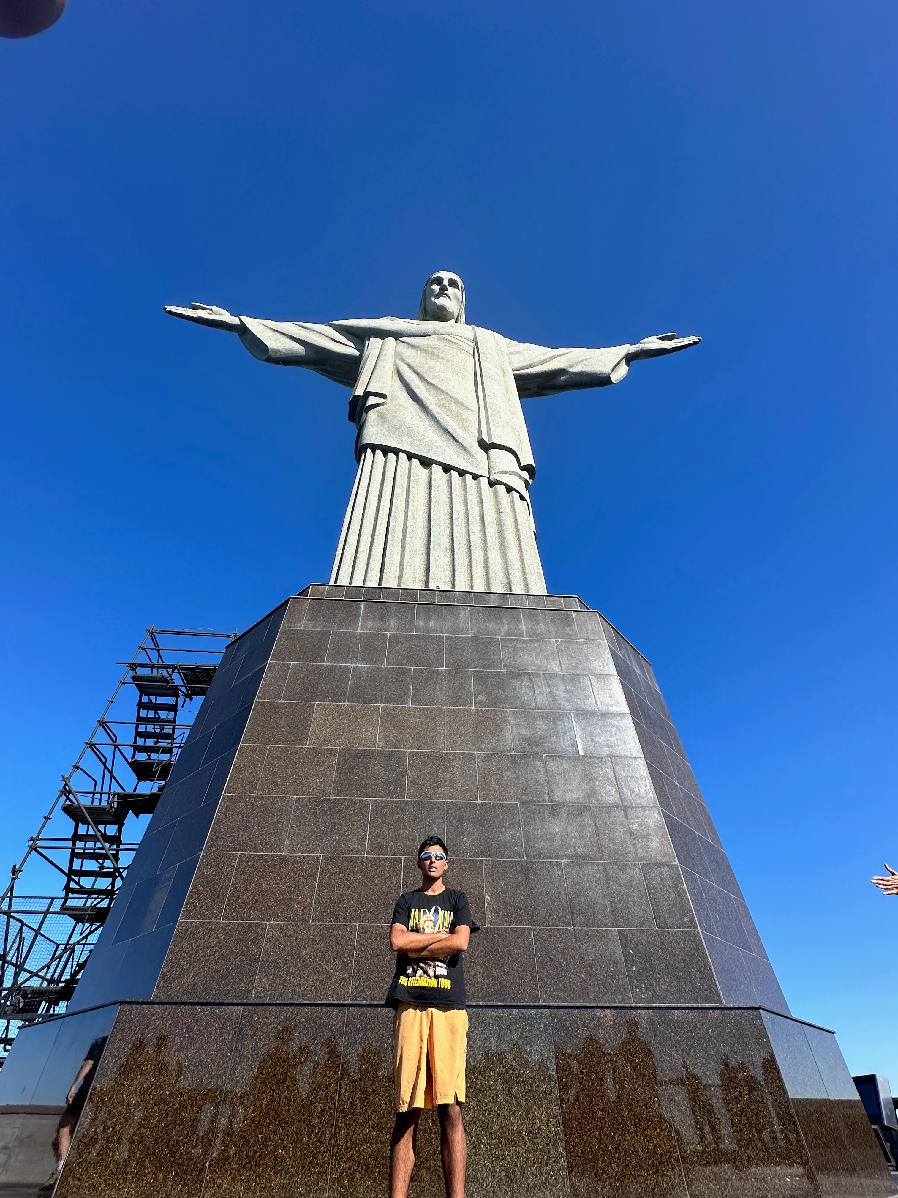 Arjun at the Christ the Redeemer statue in Rio de Janeiro, Brazil