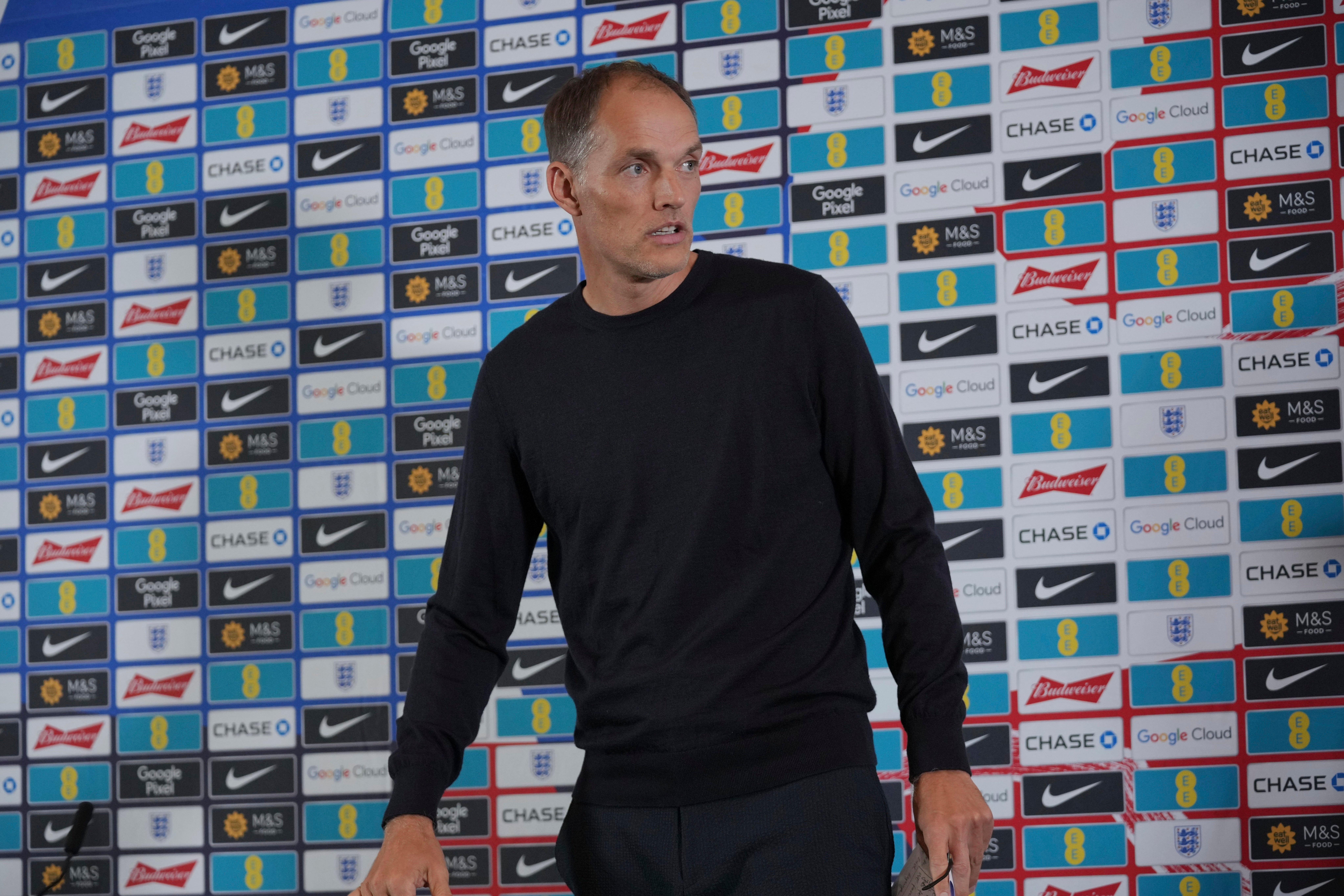 England men's head coach Thomas Tuchel, attends the news conference in London