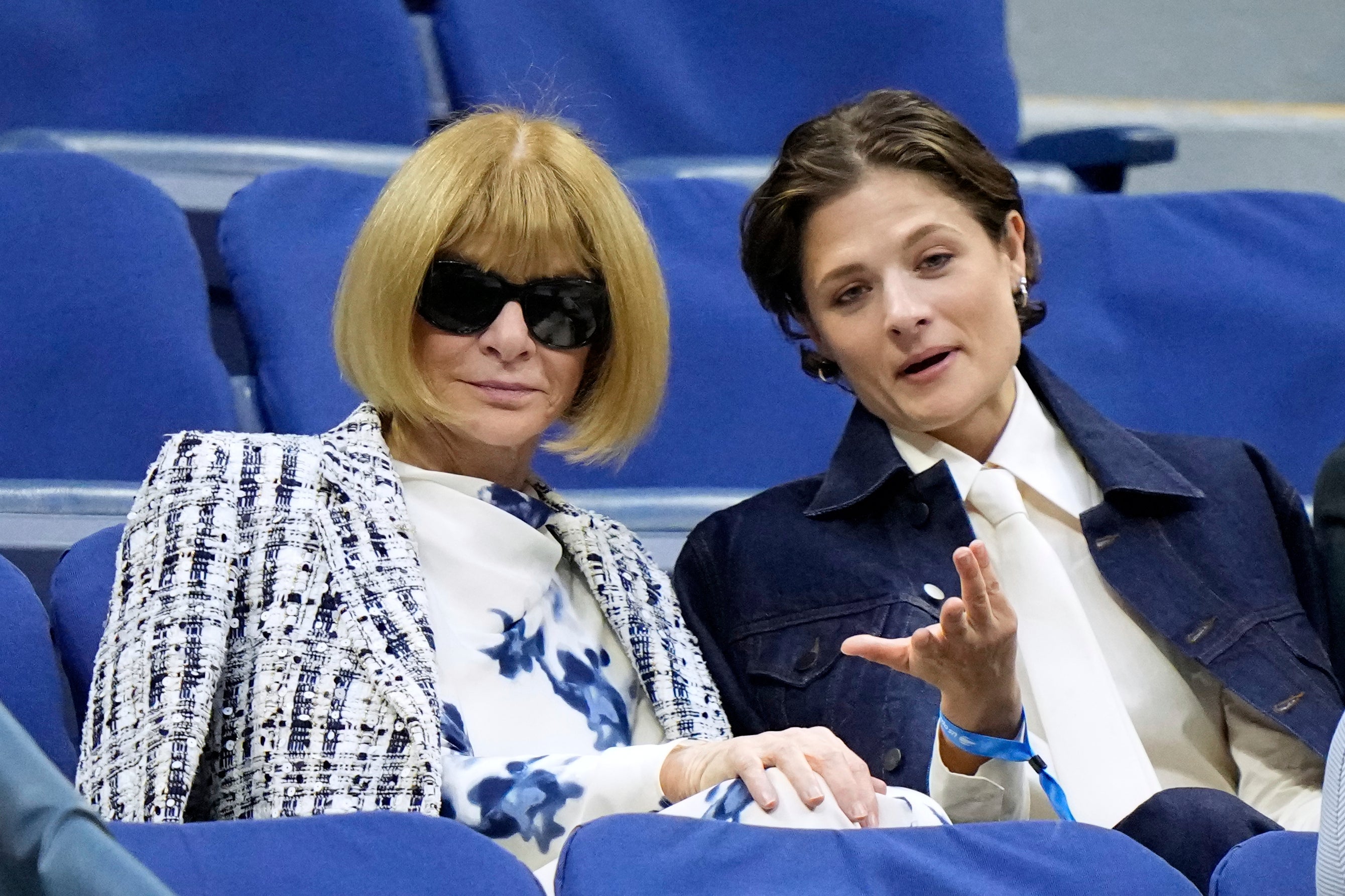 Anna Wintour, left, watches a match at the US Open (Frank Franklin II/AP)