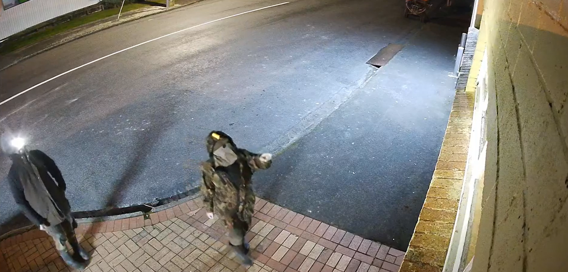 Screengrab from CCTV footage filmed at about 2am on Wednesday, shows two masked people breaking into convenience store in New Zealand