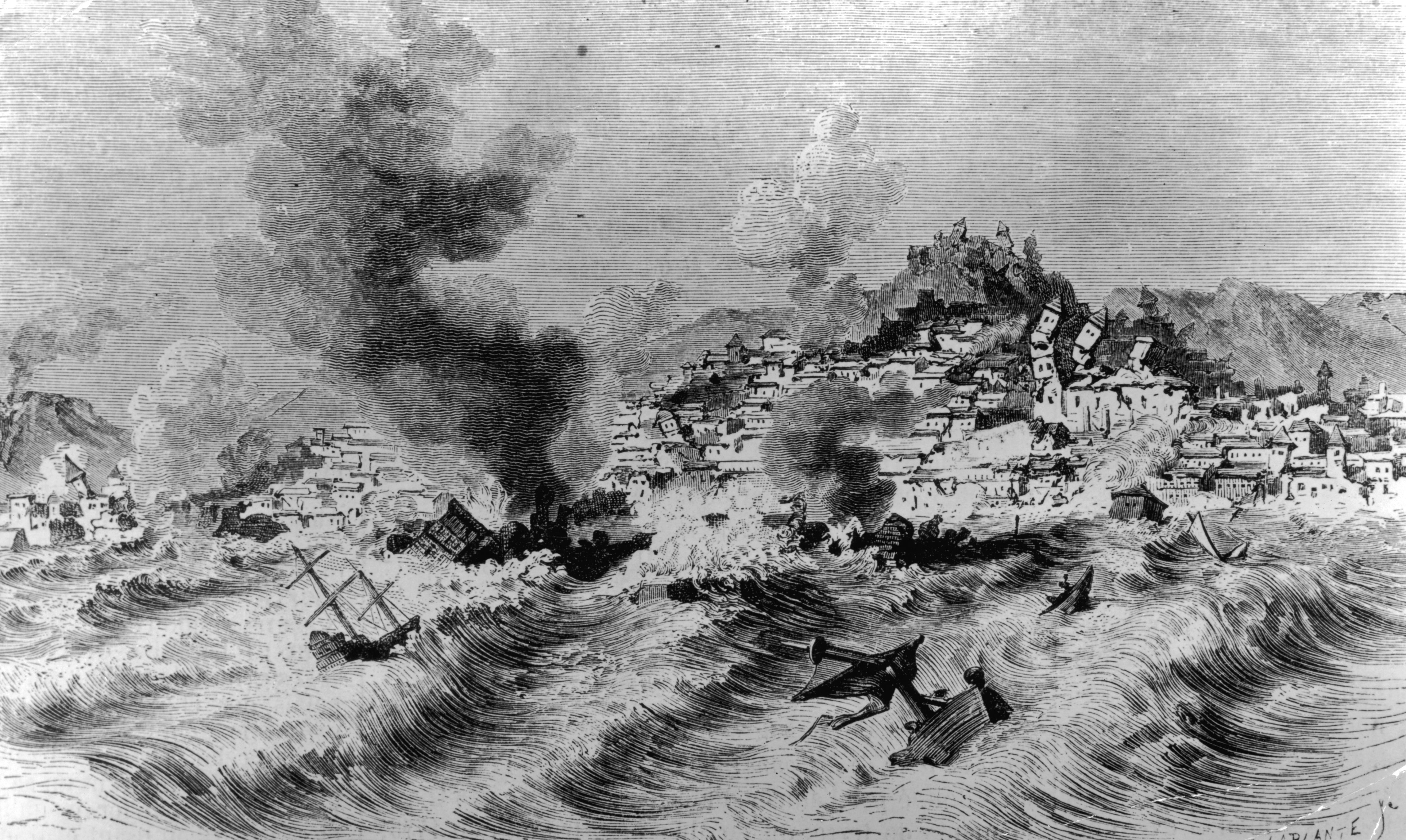 Ships founder and large parts of the Portuguese capital, Lisbon are destroyed in the earthquake of 1755