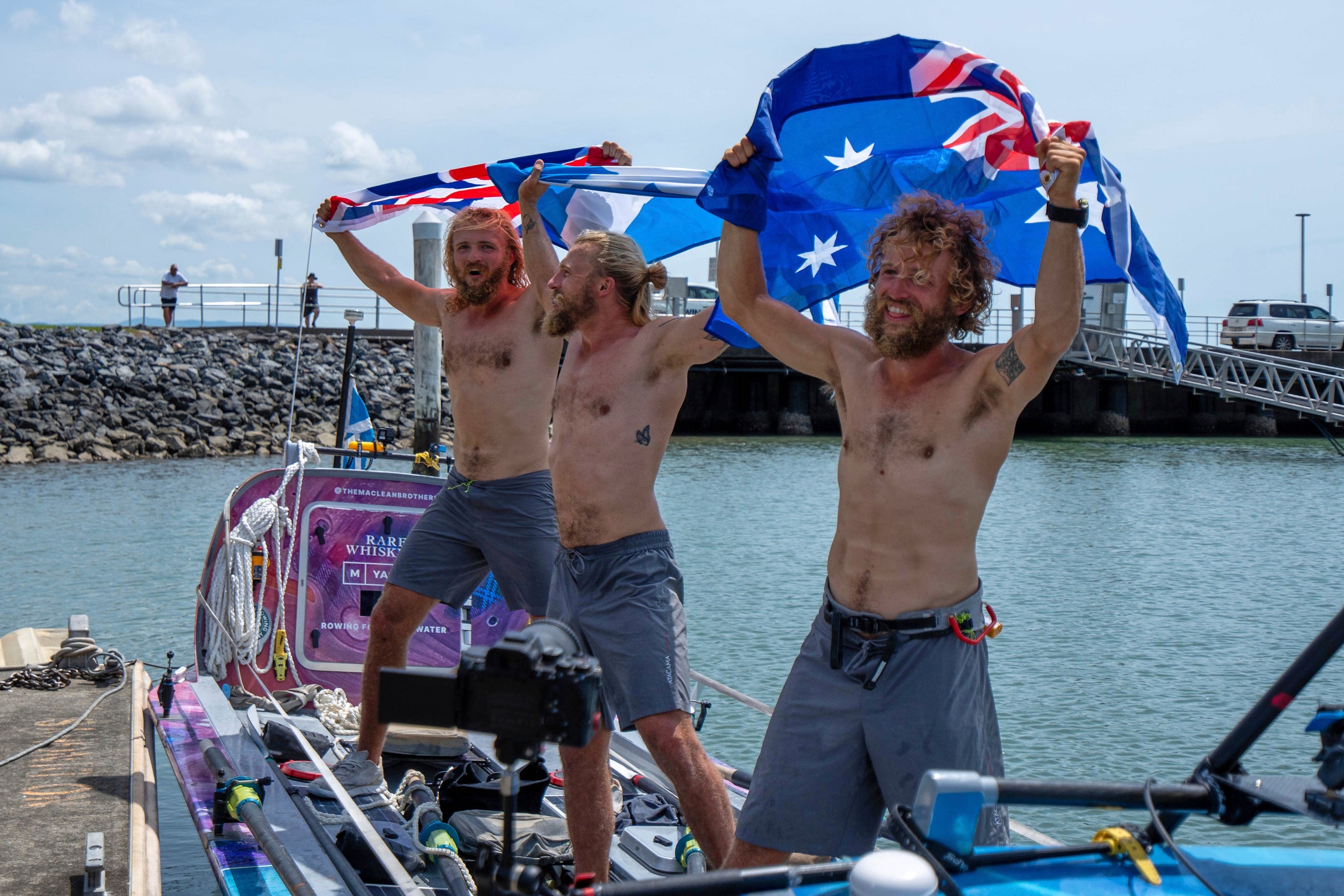 Flying the flag ... just one step away from dry land