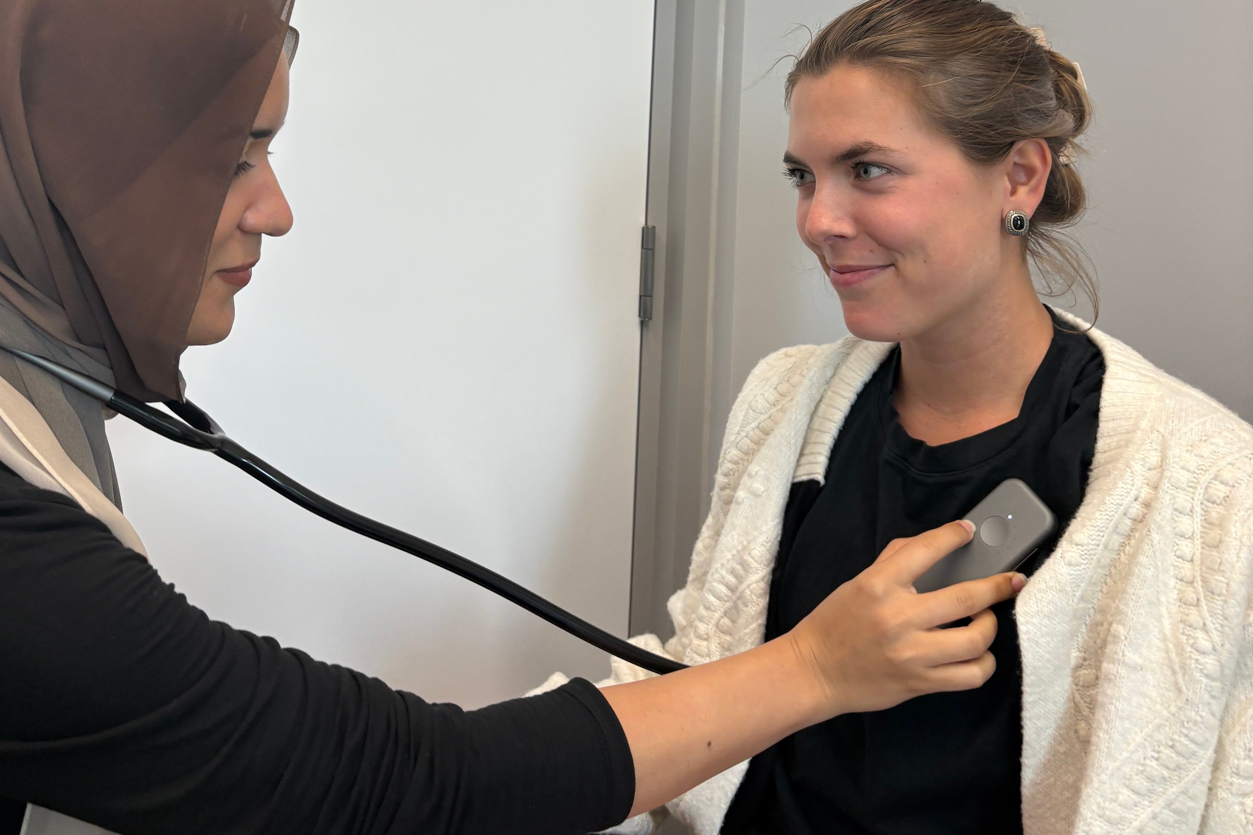 The AI-powered stethoscope allows doctors to test for three different heart conditions within seconds