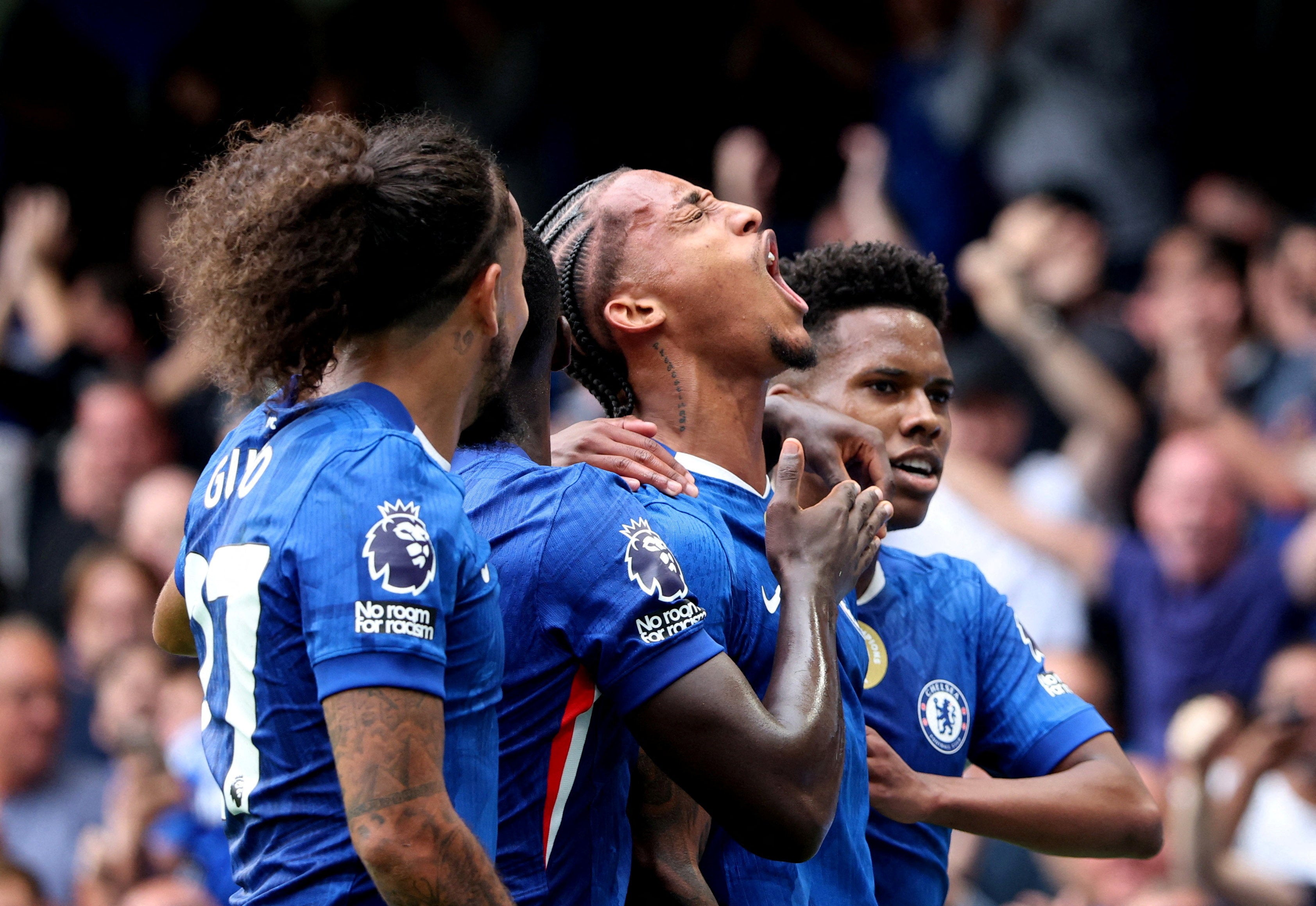 Chelsea’s Joao Pedro celebrates scoring their first goal