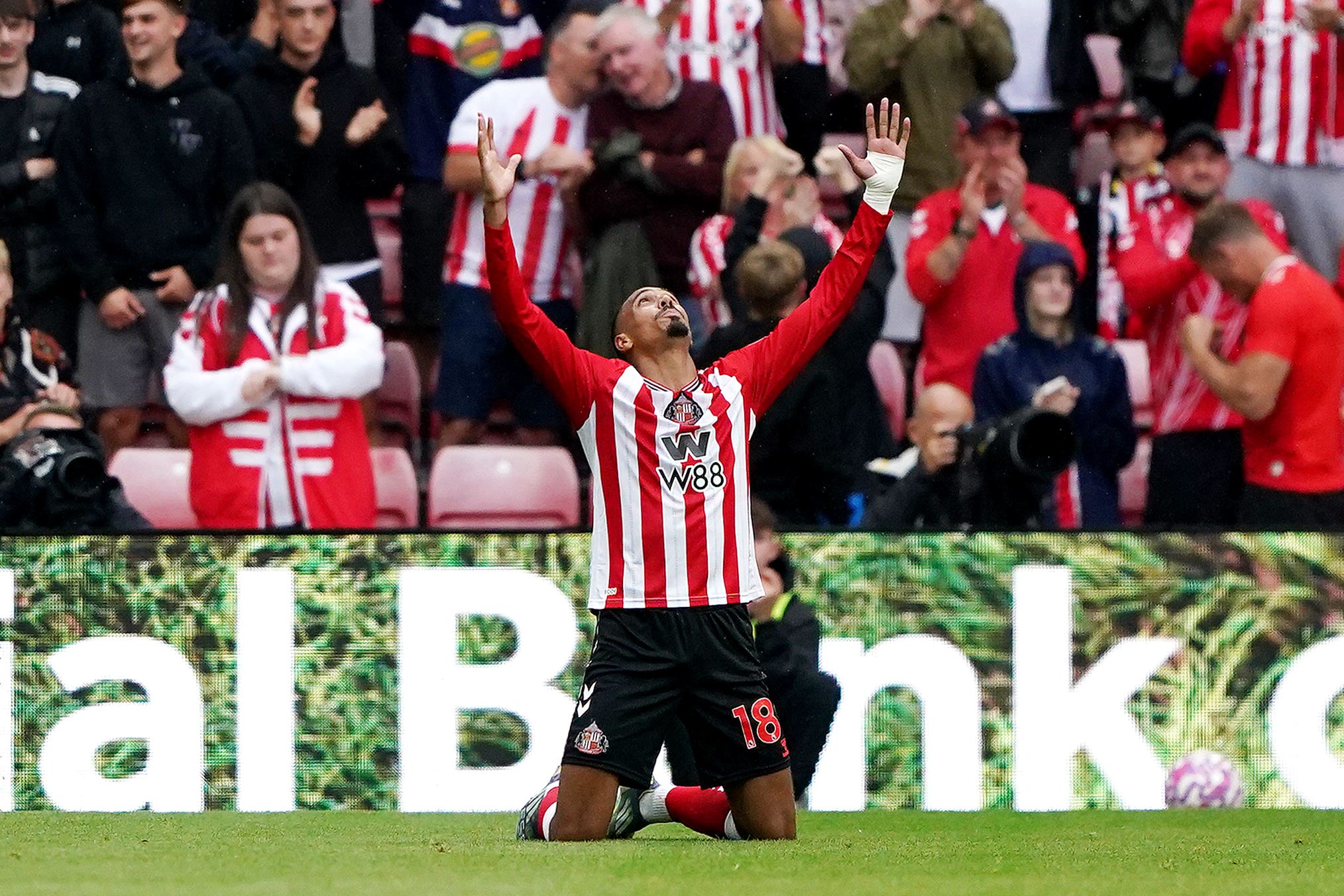 Wilson Isidor celebrates scoring (Owen Humphreys/PA)