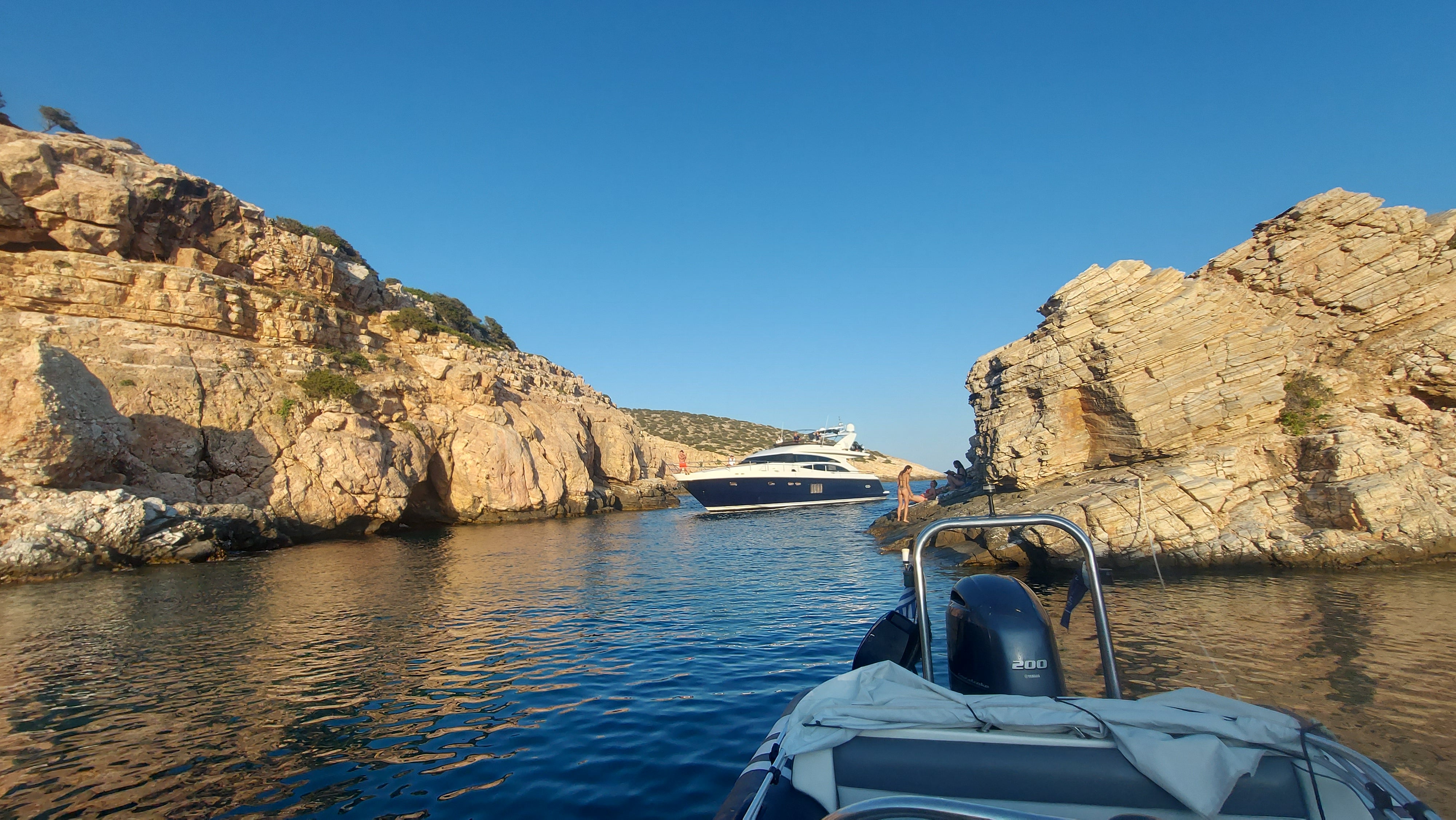 A search for ‘pirate treasure’ gets underway in this hidden cove during the boat trip