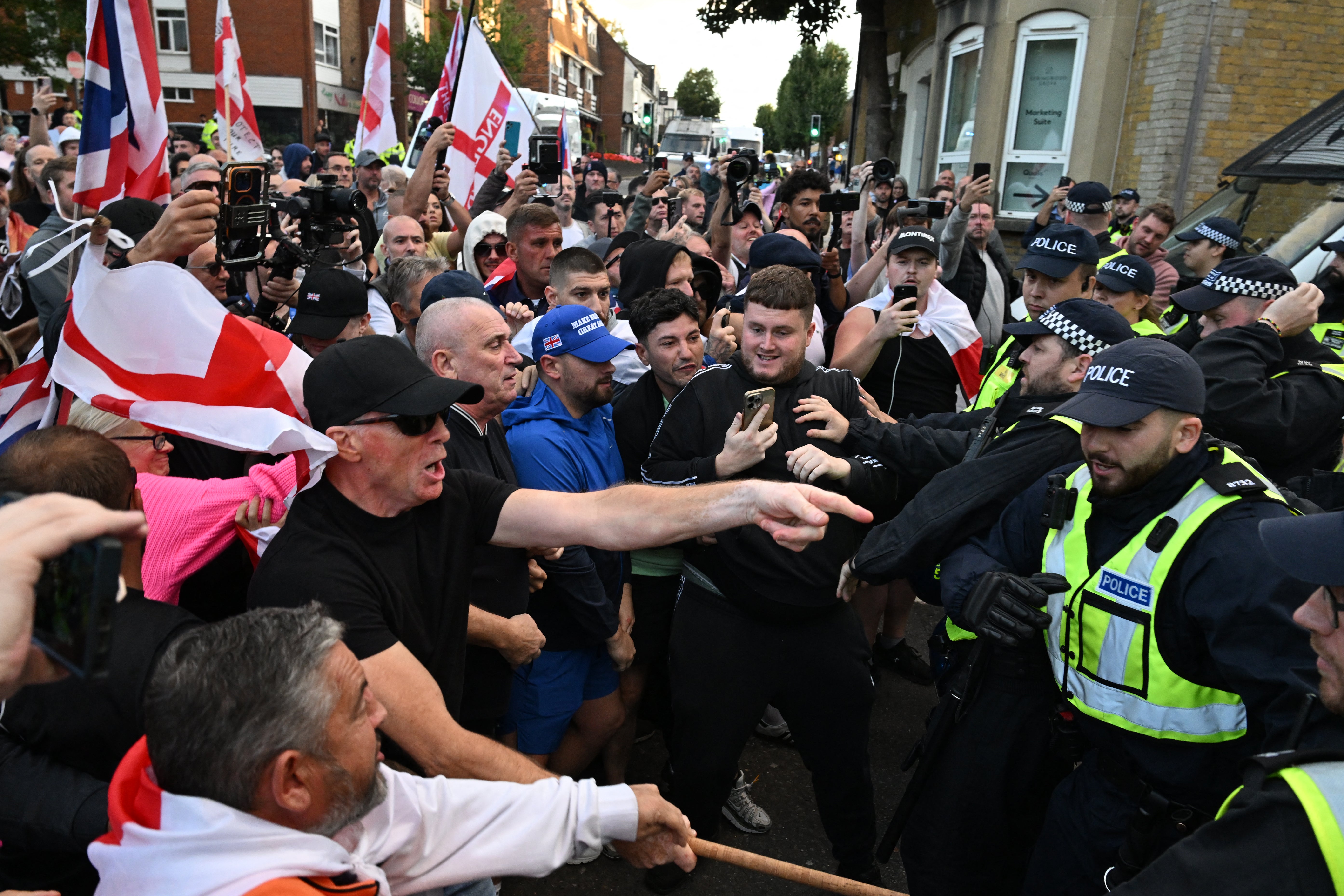 The protest initially took place outside the Bell Hotel but relocated to the council buildings