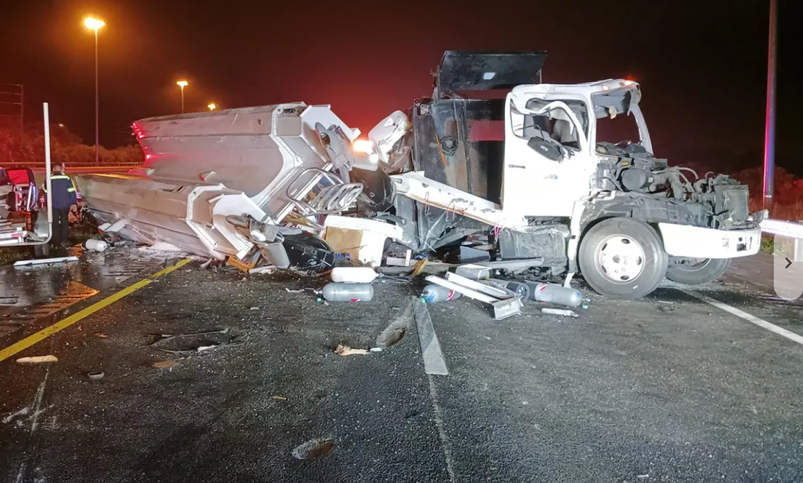 A Florida man driving a special truck designed to safely absorb the impact of crashes was killed after a car ploughed into the vehicle