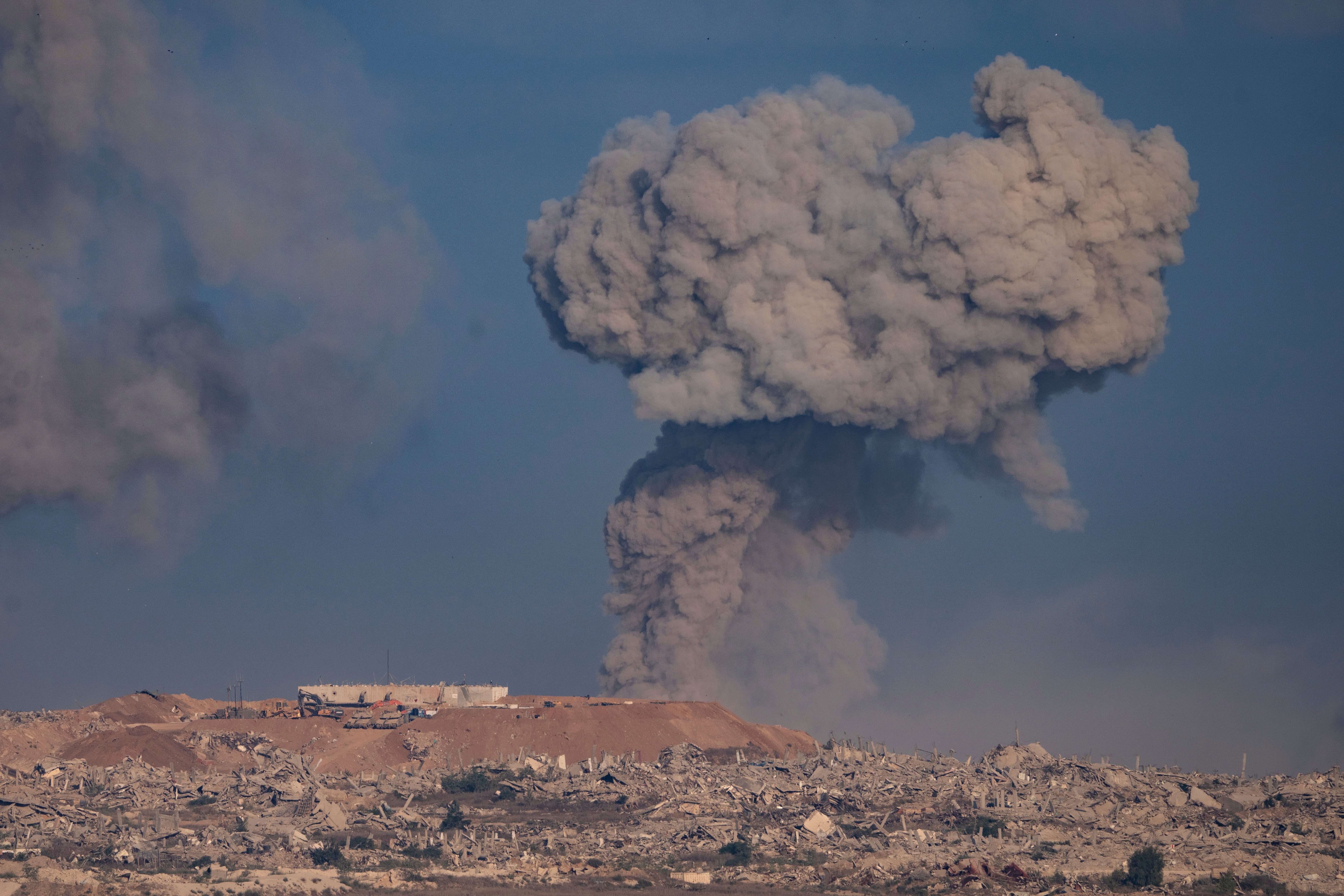 Smoke rises to the sky following an Israeli military strike in the northern Gaza Strip