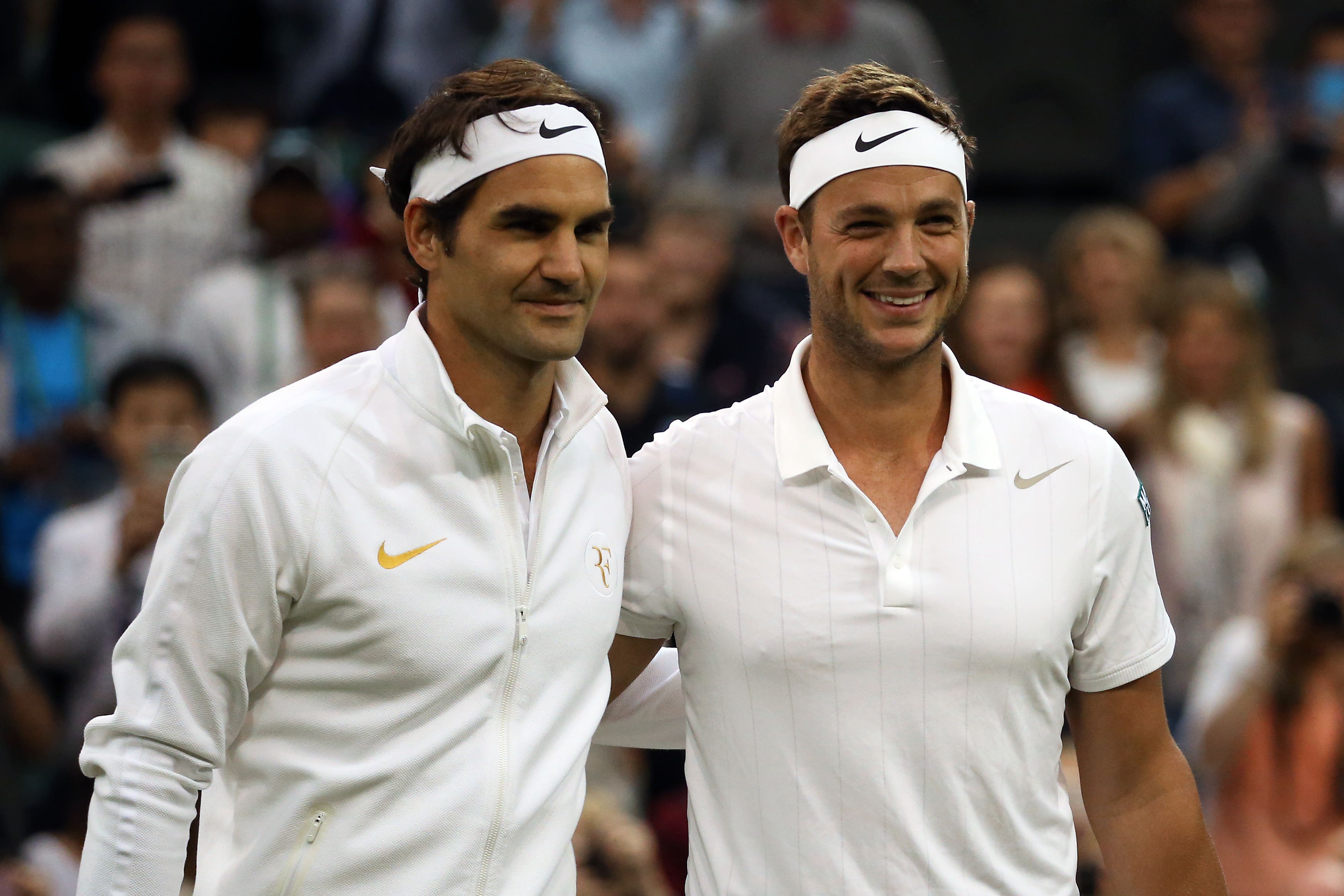 Marcus Willis was a Wimbledon sensation when he played Roger Federer, left, on Centre Court (Steve Paston/PA)
