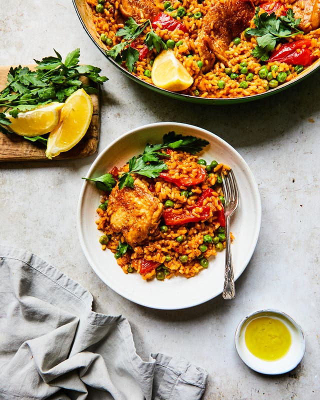 <p>A one-pan wonder that brings a little sunshine to your table – smoky, vibrant and just begging for a glass of rioja alongside</p>