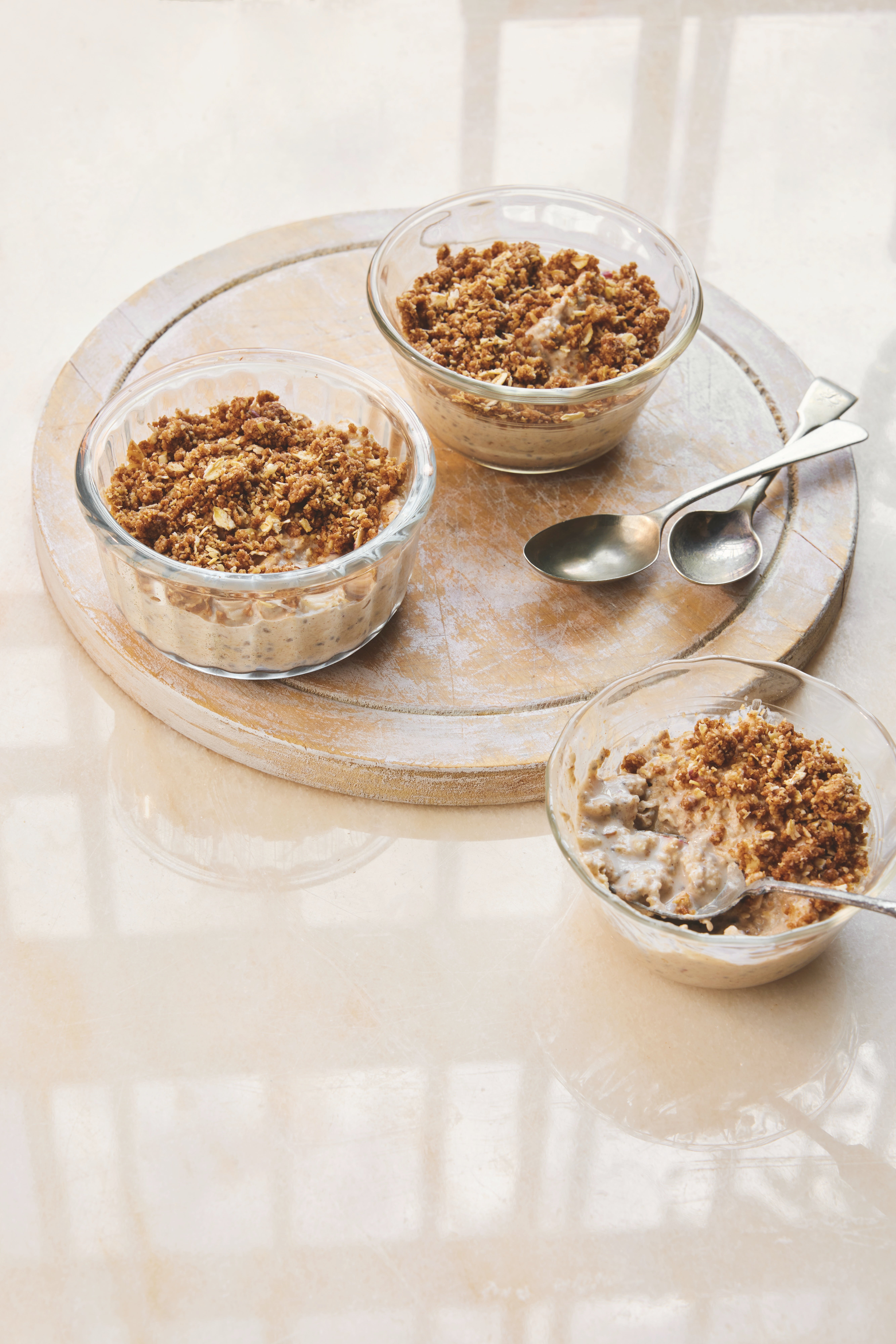 Breakfast that tastes like pudding – these apple crumble pots sneak in protein and fibre to keep you going through busy mornings