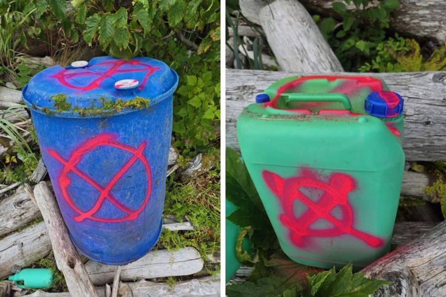 The containers ranged in size from five-gallon drums to the much larger 55-gallon barrels