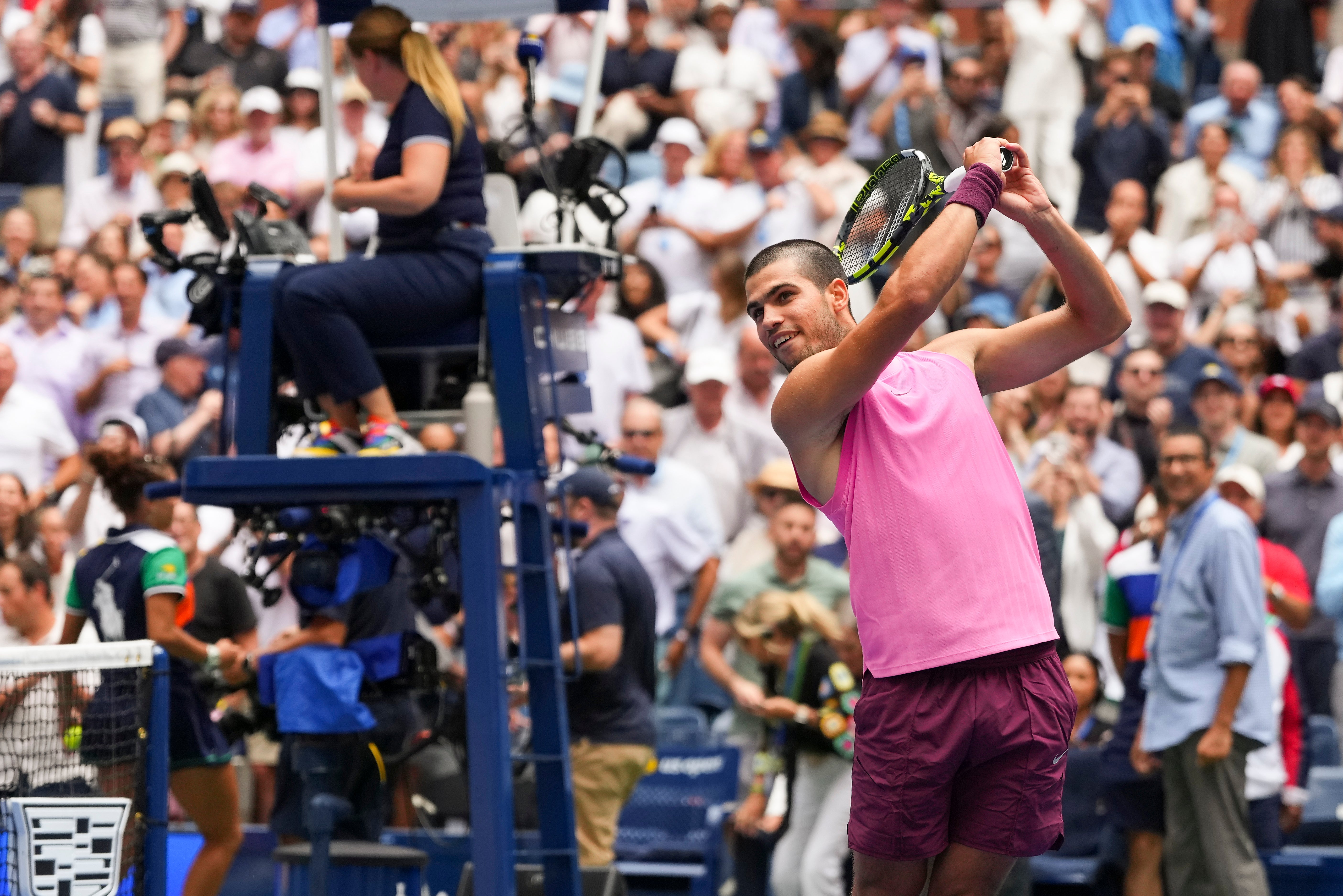 Carlos Alcaraz celebrated his win at the US Open with a golf swing and will play golf with Garcia over the next couple of days