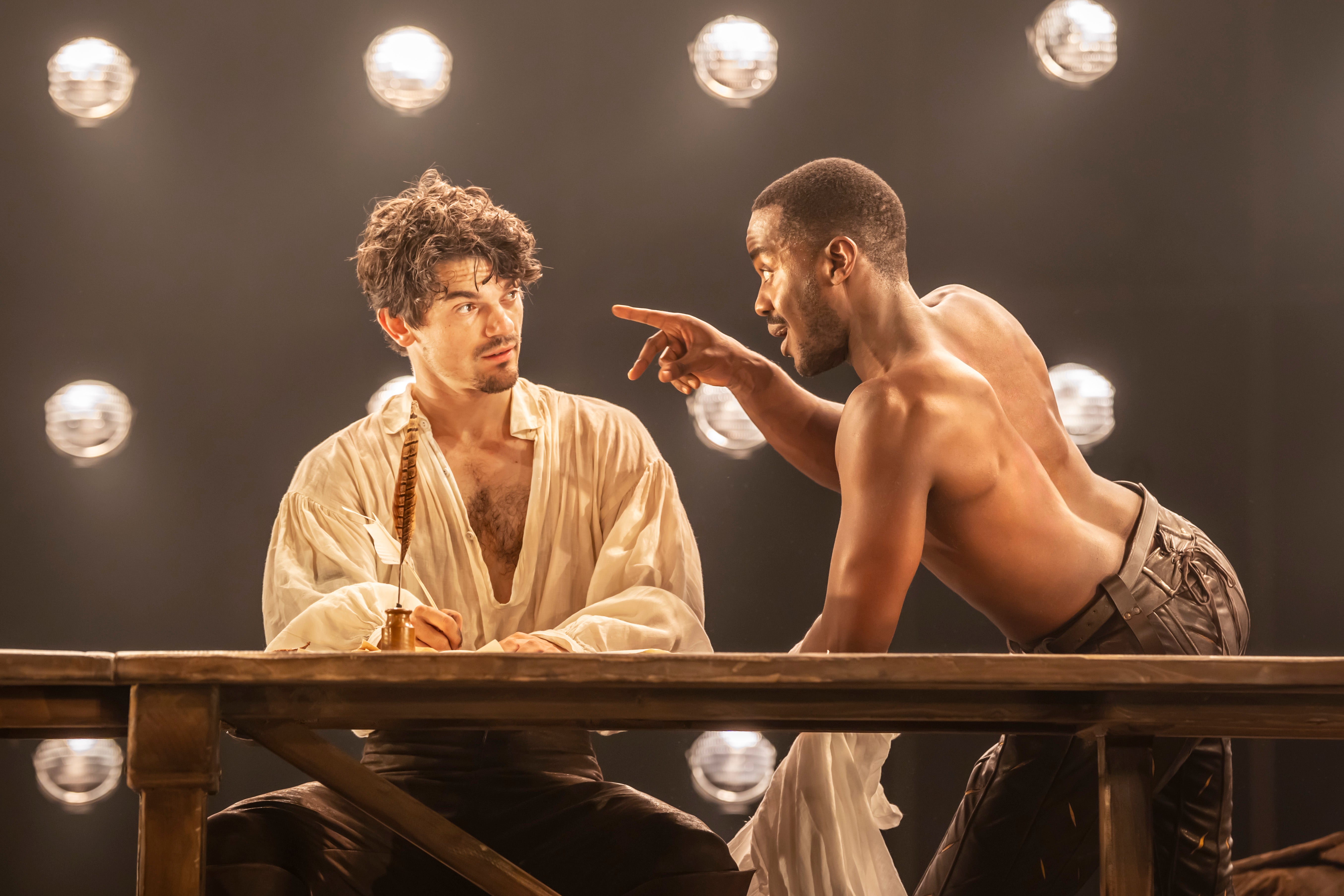 <p>Bluemel and Gatwa as rivals-slash-lovers in ‘Born With Teeth’</p>