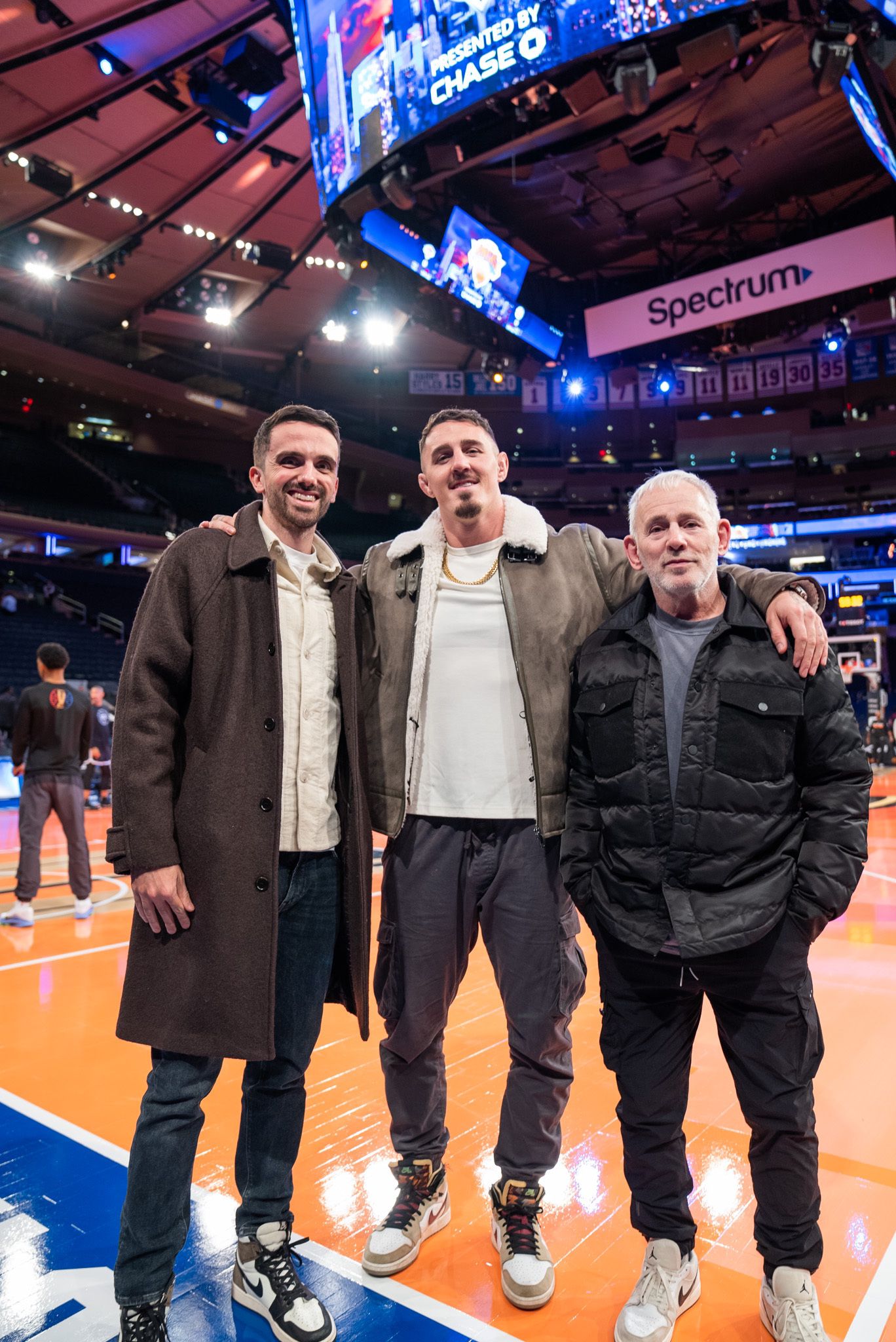 Charlie Gibson, Tom's media and marketing manager, with the fighter and Andy