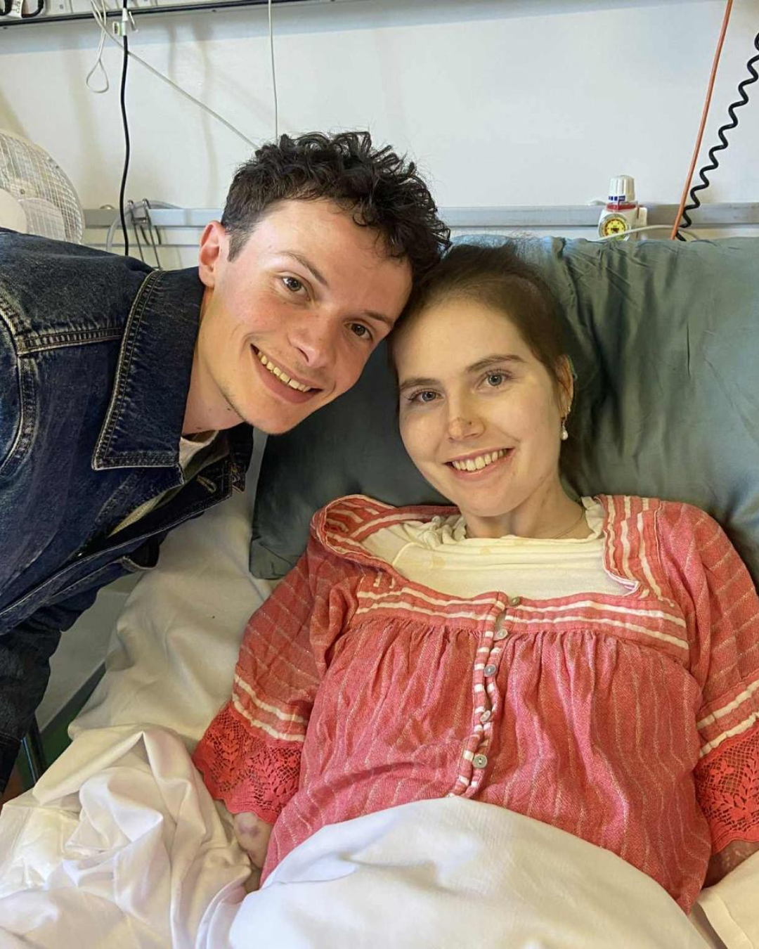 Lily, pictured with boyfriend Henry, says the prognosis came after she woke up one morning with a sore throat and ‘a bit of a cough’