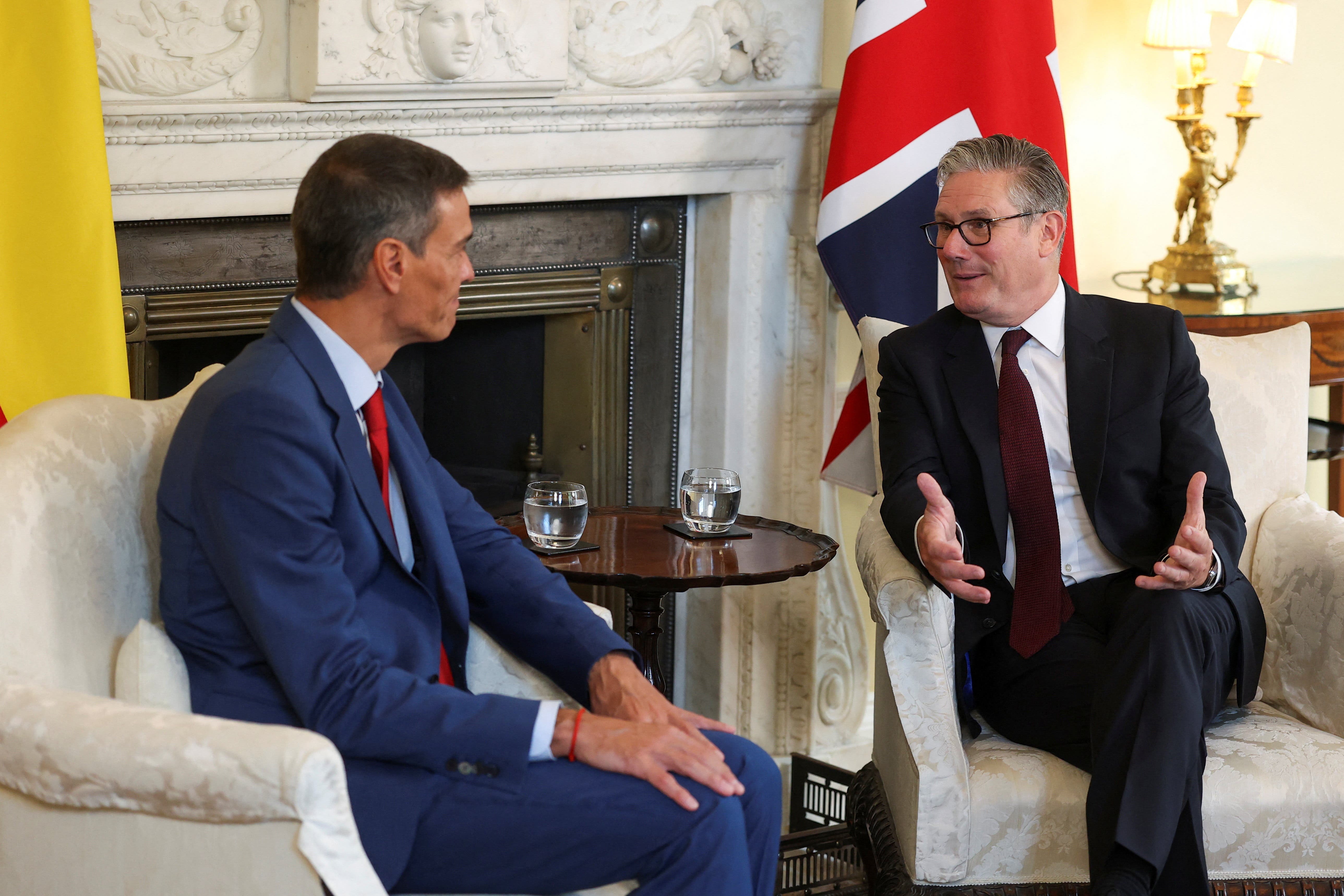 Prime Minister Sir Keir Starmer (right) with Prime Minister of Spain Pedro Sanchez in 10 Downing Street, London, ahead of talks on ‘shared priorities’ including trade, defence and migration (Toby Melville/PA)