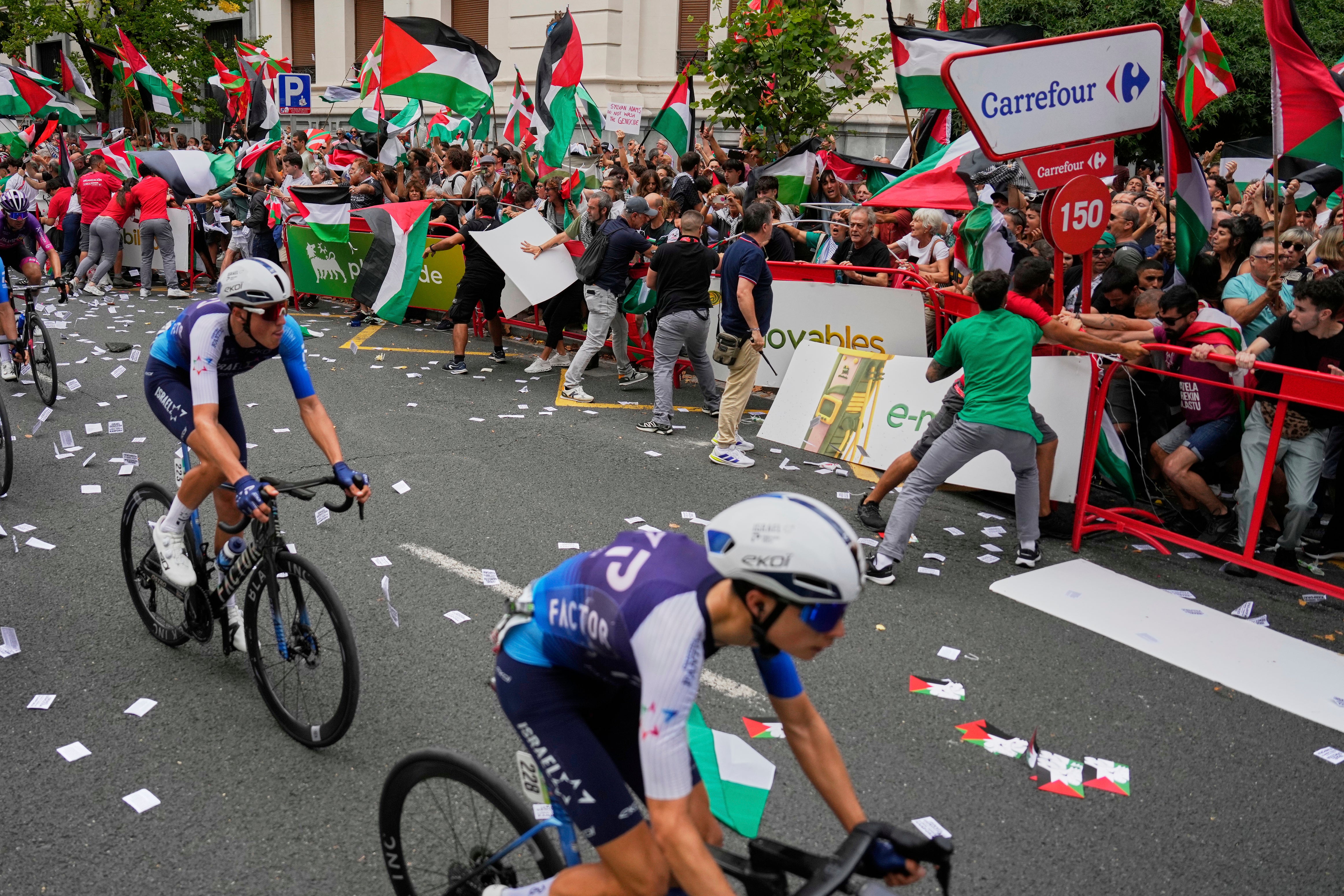 Israel Premier Tech riders have been caught up in the pro-Palestine protests at the Vuelta