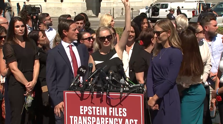 President Trump’s military flyover silences Epstein survivors telling their stories