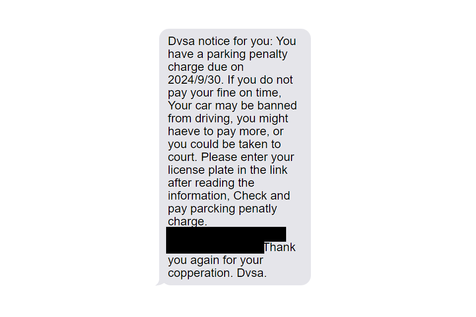 The DVSA has shared an example of a scam text that people have been receiving claiming to be from the agency