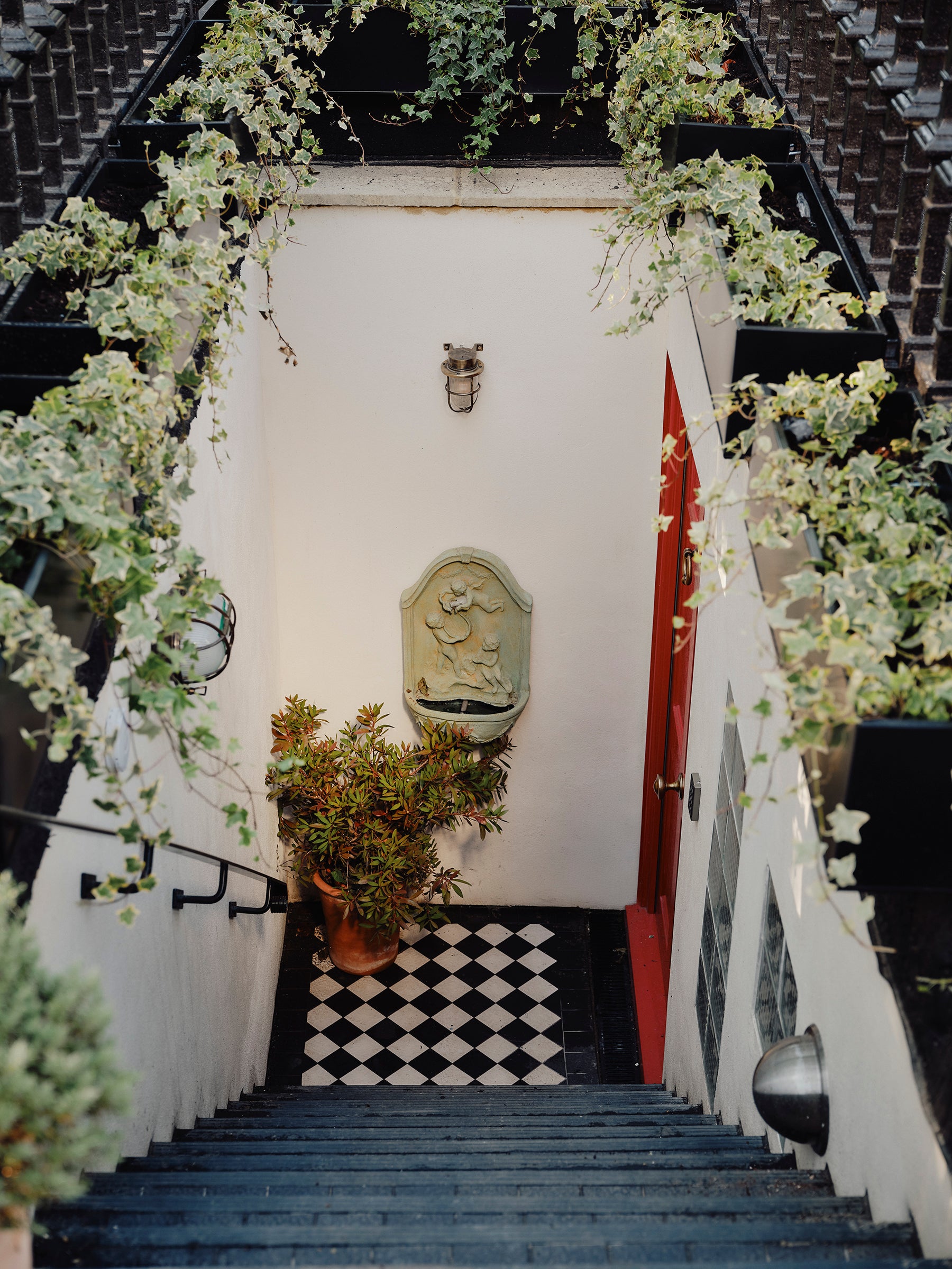 Rooms are reached using individual street-level staircases